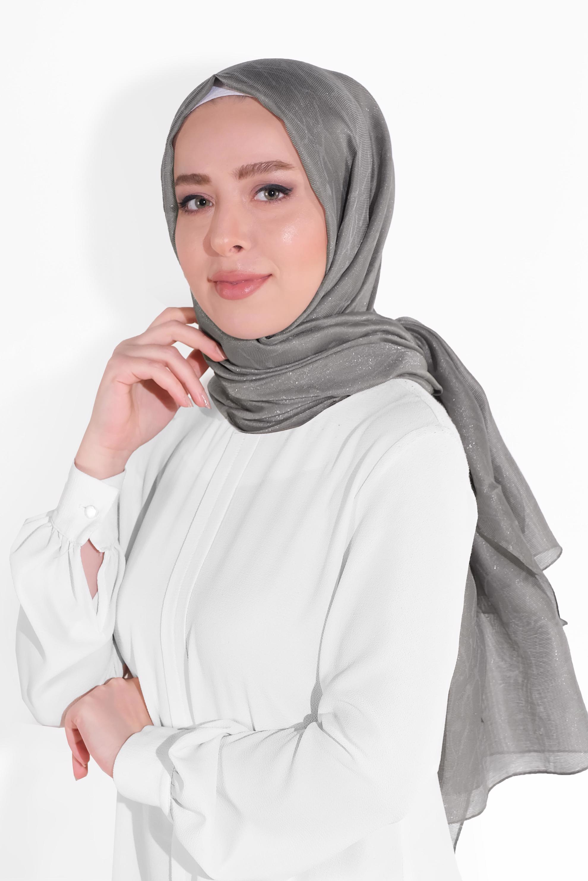 Tesettür giyim VİZON 8012 ALVİNA JAKARLI DESENLİ ŞAL