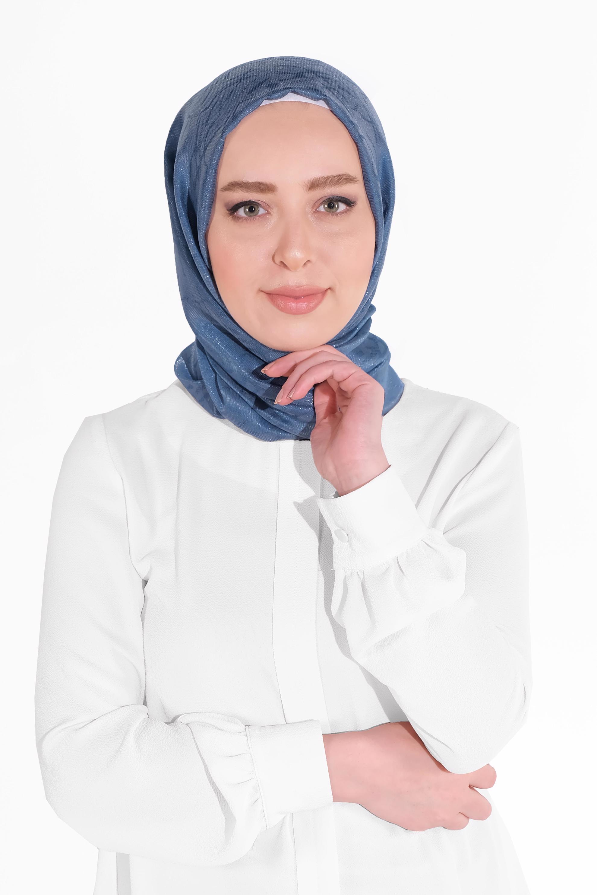 Tesettür giyim LACİVERT 8012 ALVİNA JAKARLI DESENLİ ŞAL