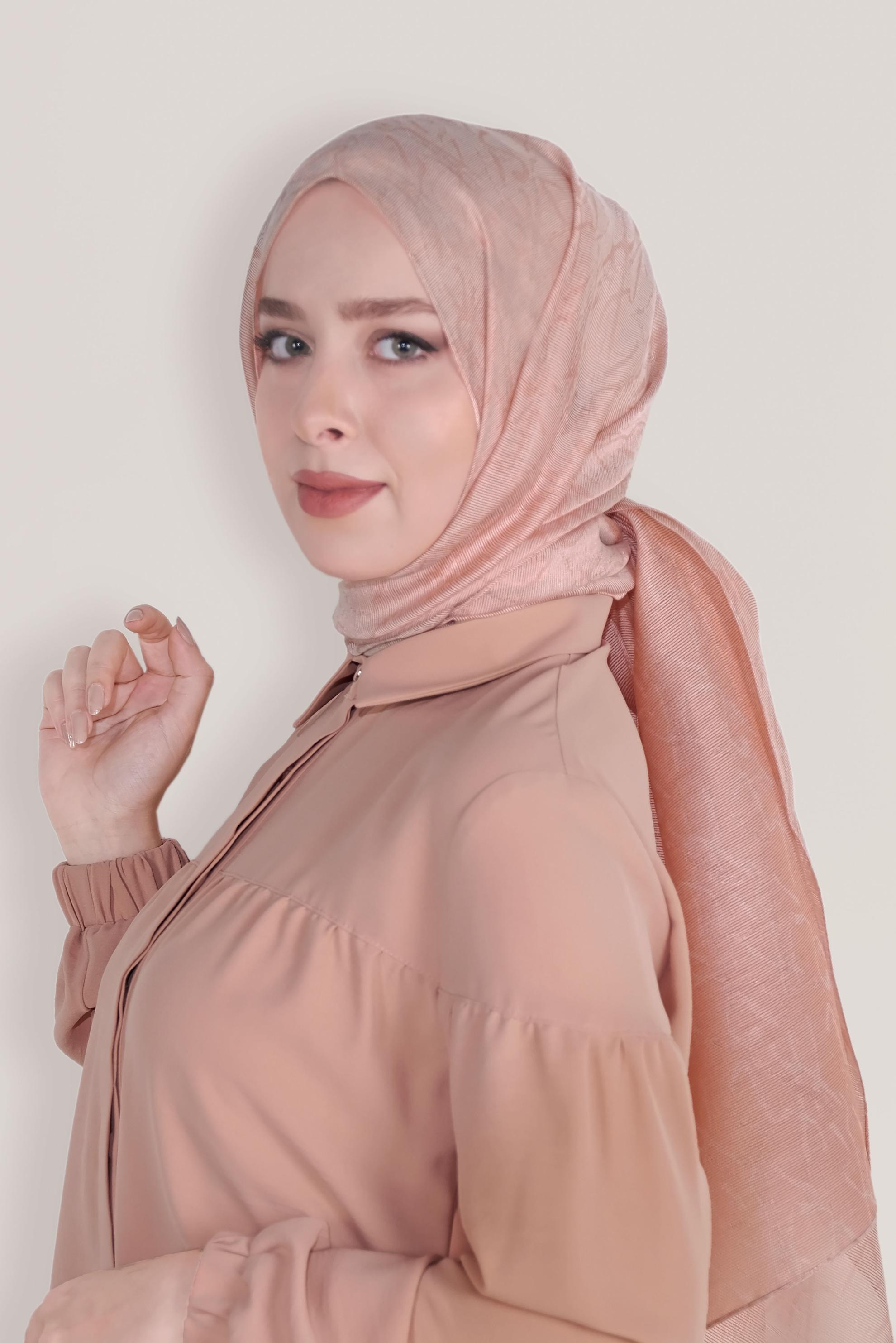 Tesettür giyim PEMBE 8012 ALVİNA JAKARLI DESENLİ ŞAL