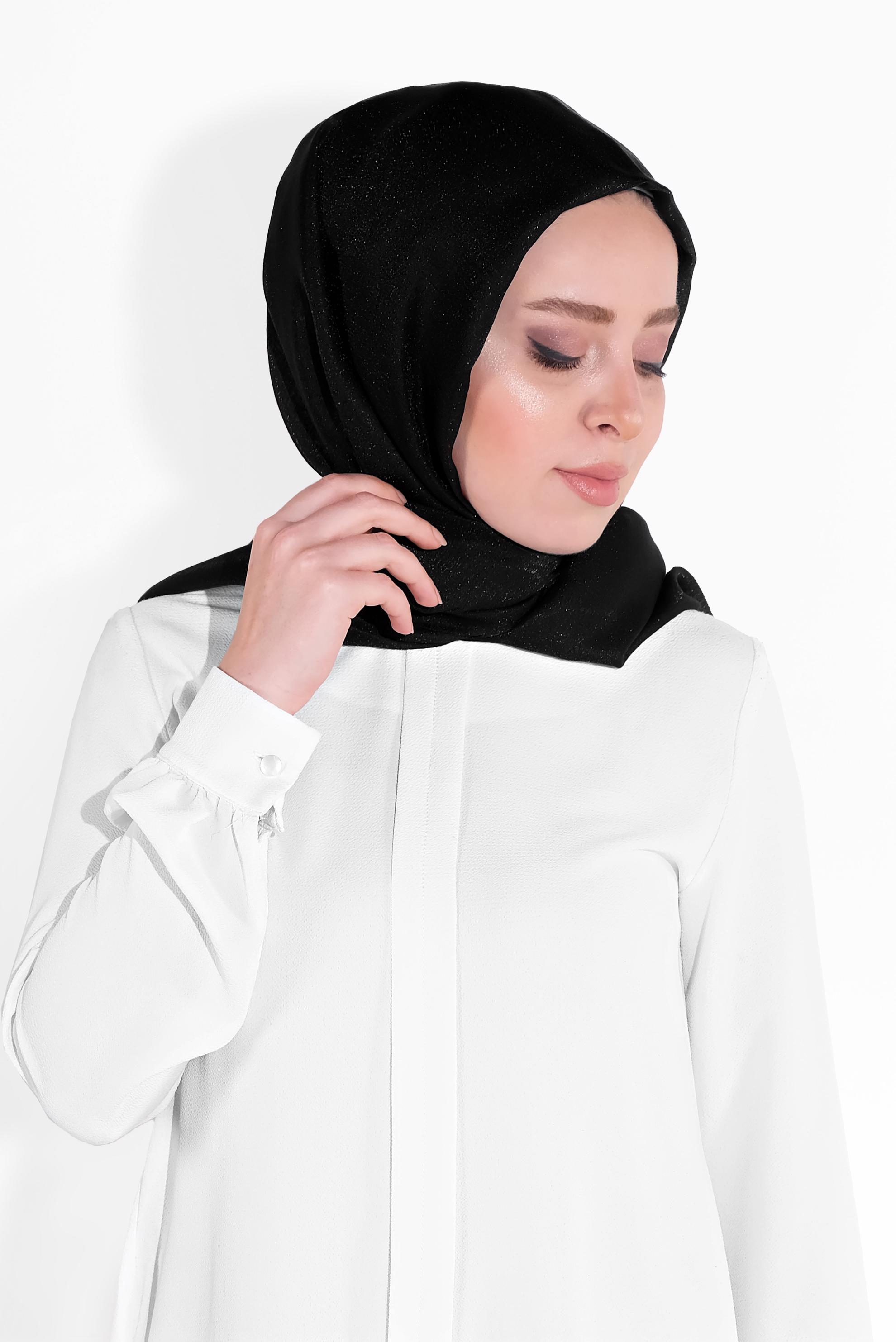 Tesettür giyim SİYAH 8013 ALVİNA IŞILTILI ŞAL