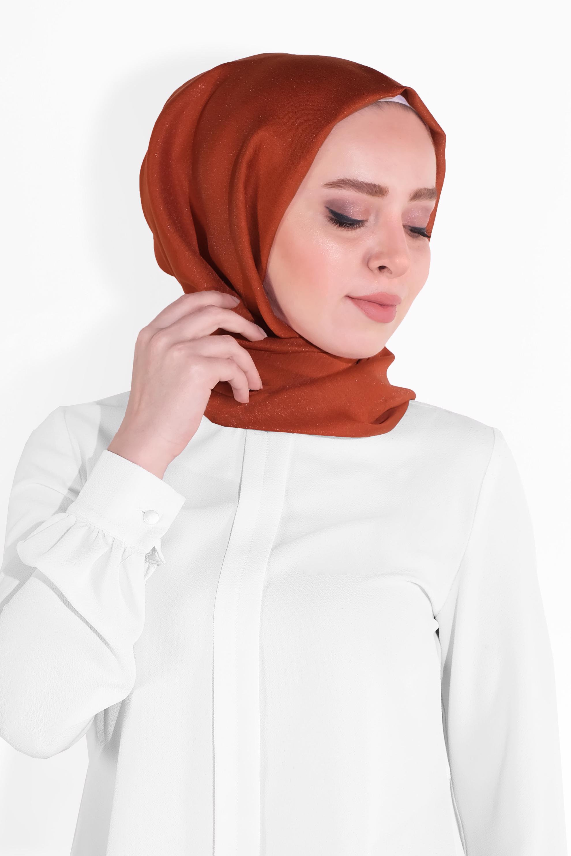 Tesettür giyim TURUNCU 8013 ALVİNA IŞILTILI ŞAL