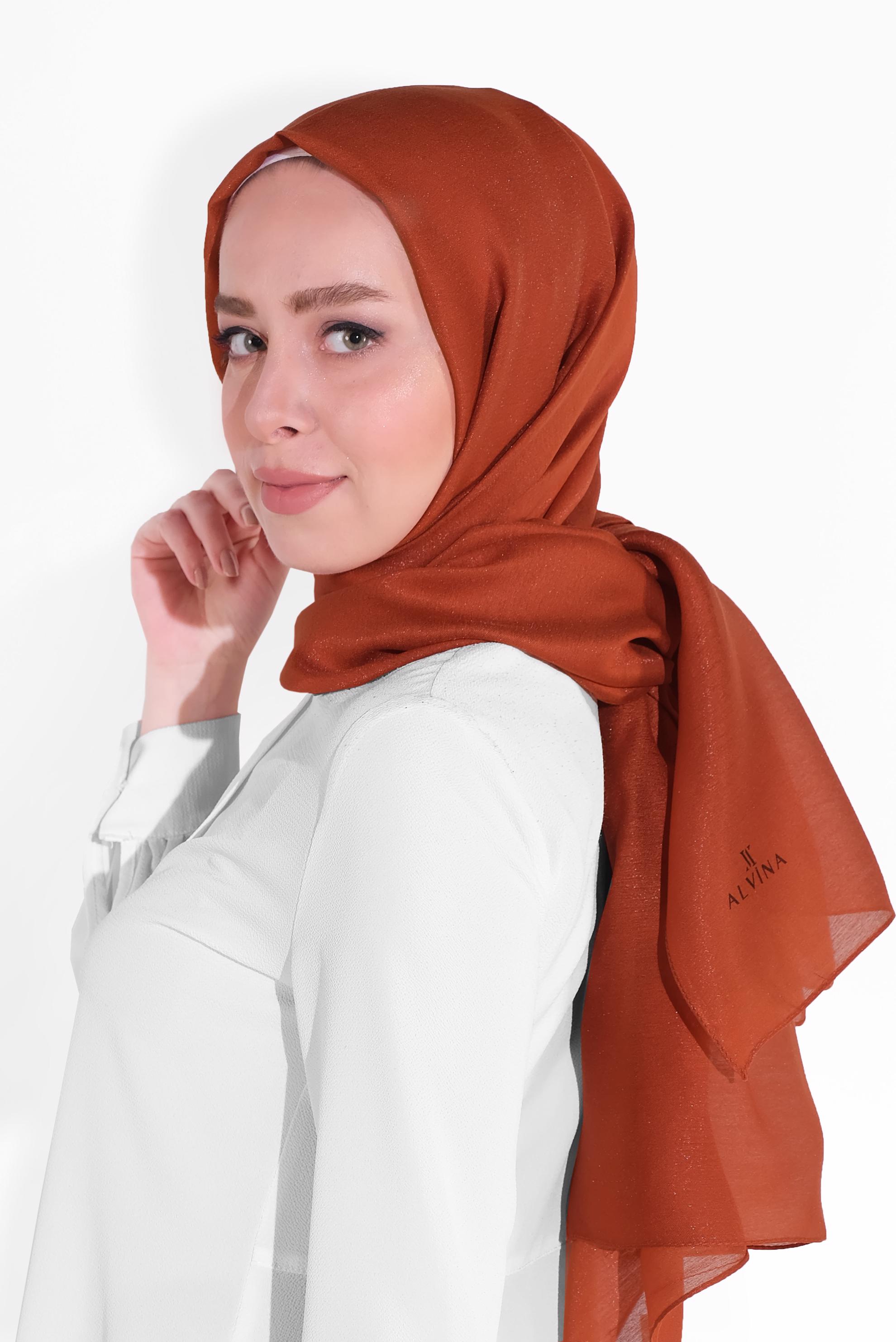 Tesettür giyim TURUNCU 8013 ALVİNA IŞILTILI ŞAL