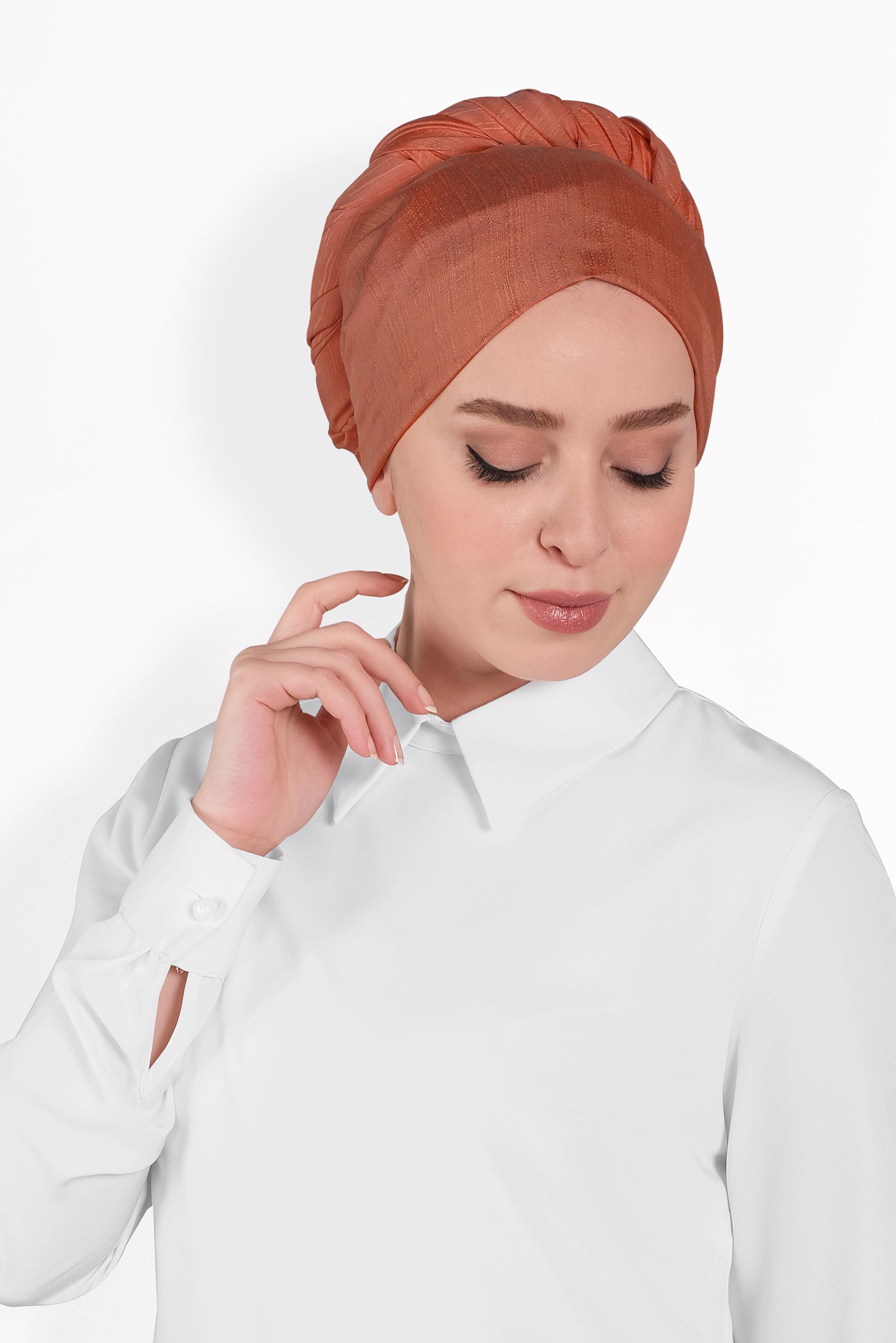 Tesettür giyim TURUNCU 8014 ALVİNA DOKUMA ŞAL