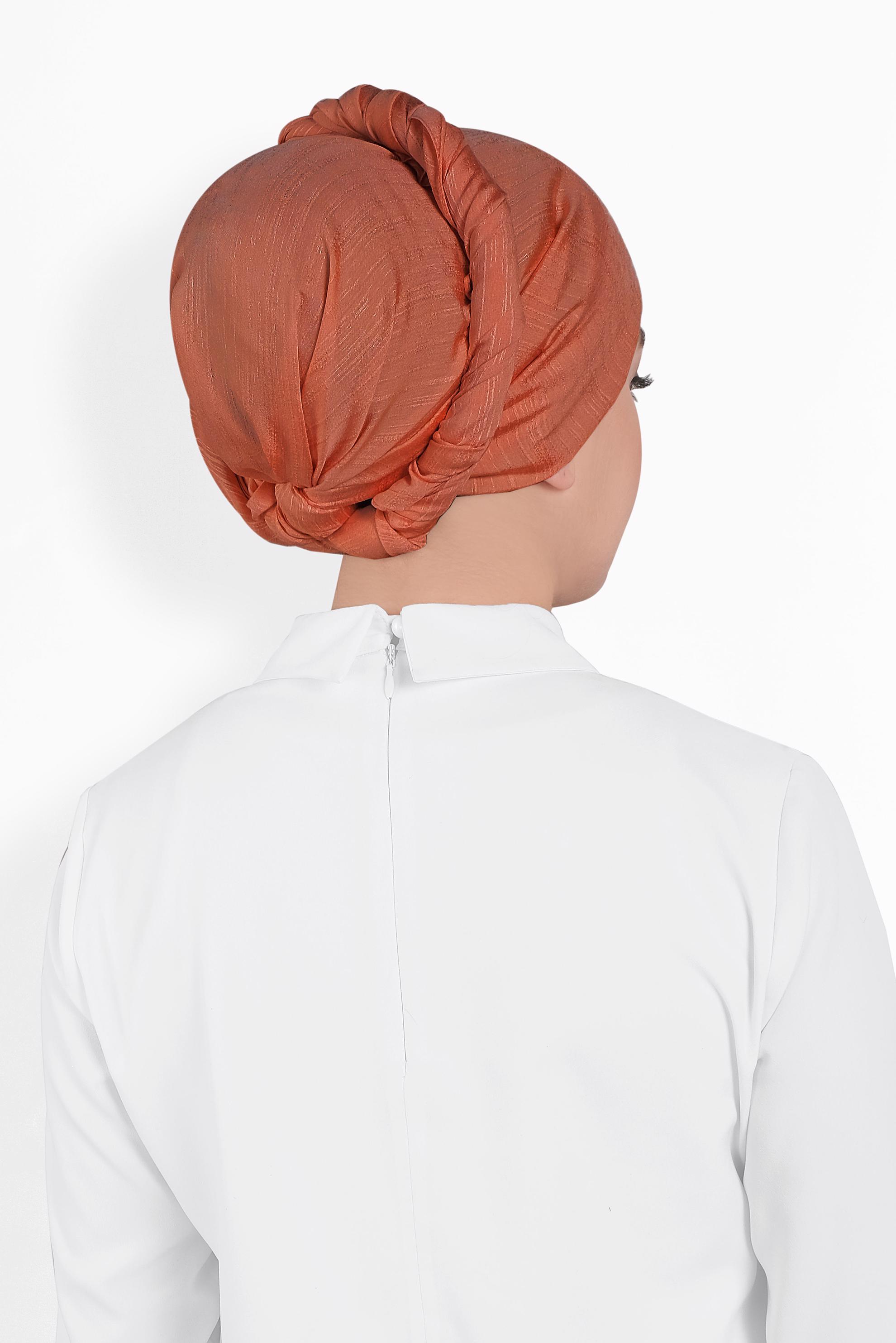 Tesettür giyim TURUNCU 8014 ALVİNA DOKUMA ŞAL