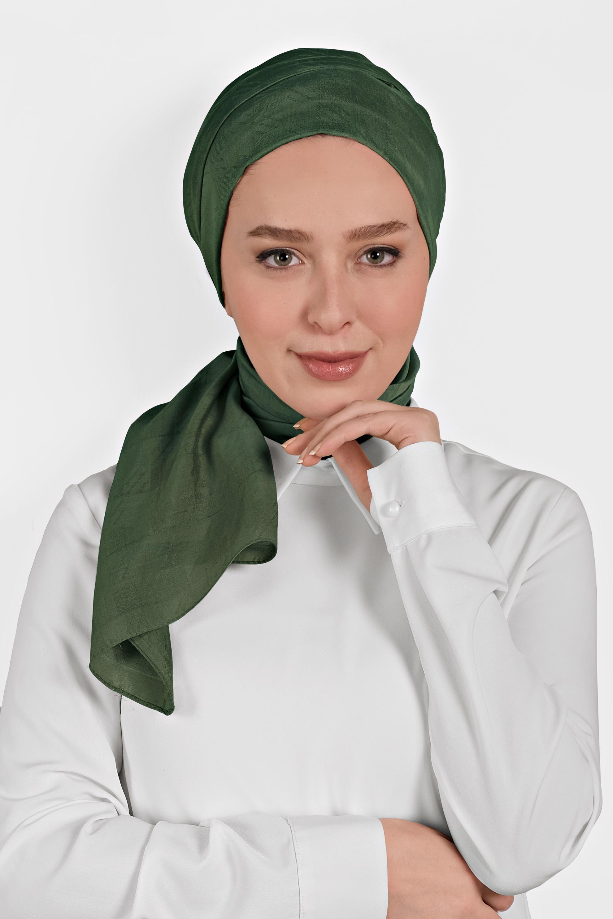 Tesettür giyim HAKİ 8015 ALVİNA KÜP DESEN ŞAL