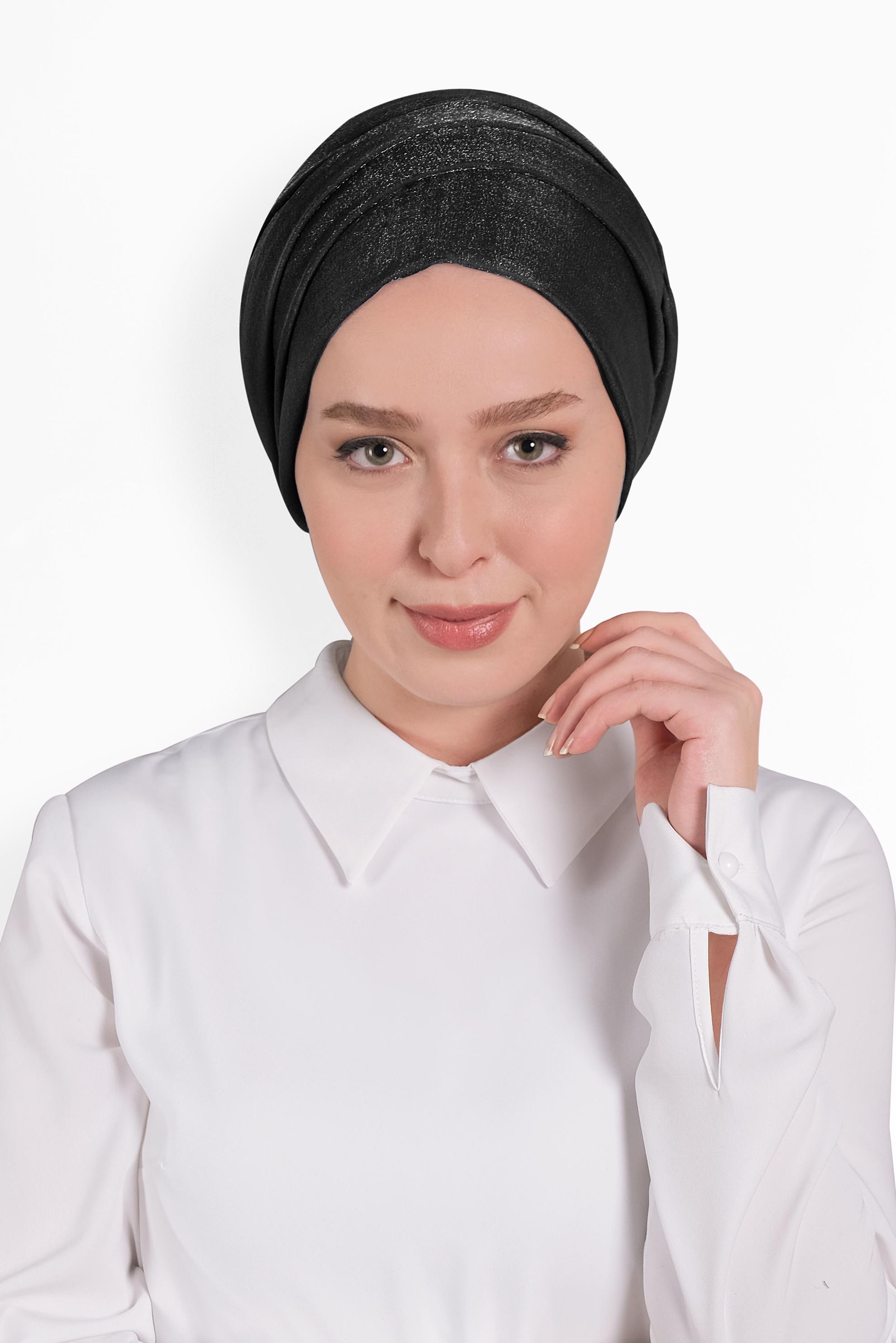 Tesettür giyim SİYAH 8017 ALVİNA PIRILTI ŞAL