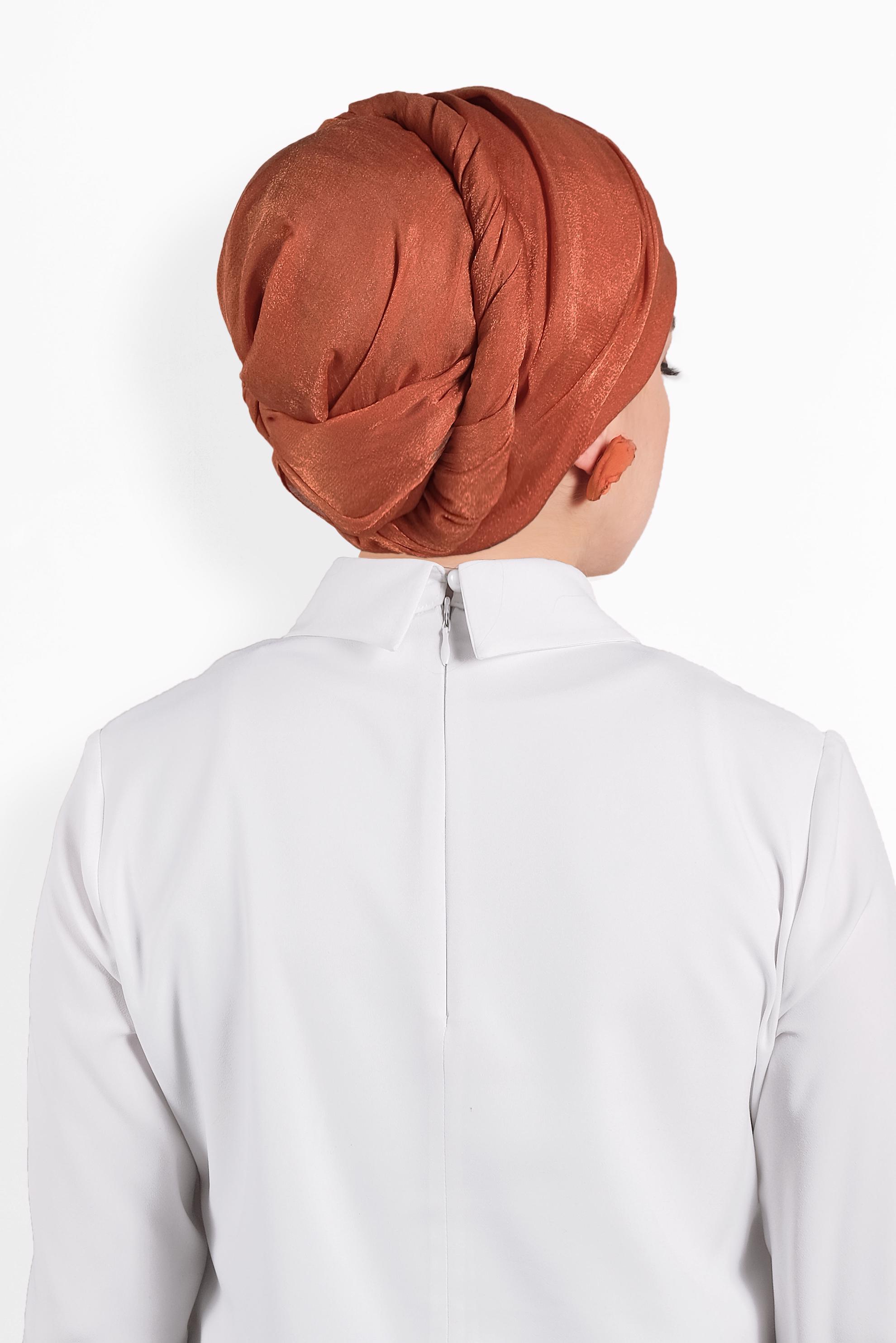 Tesettür giyim TURUNCU 8017 ALVİNA PIRILTI ŞAL