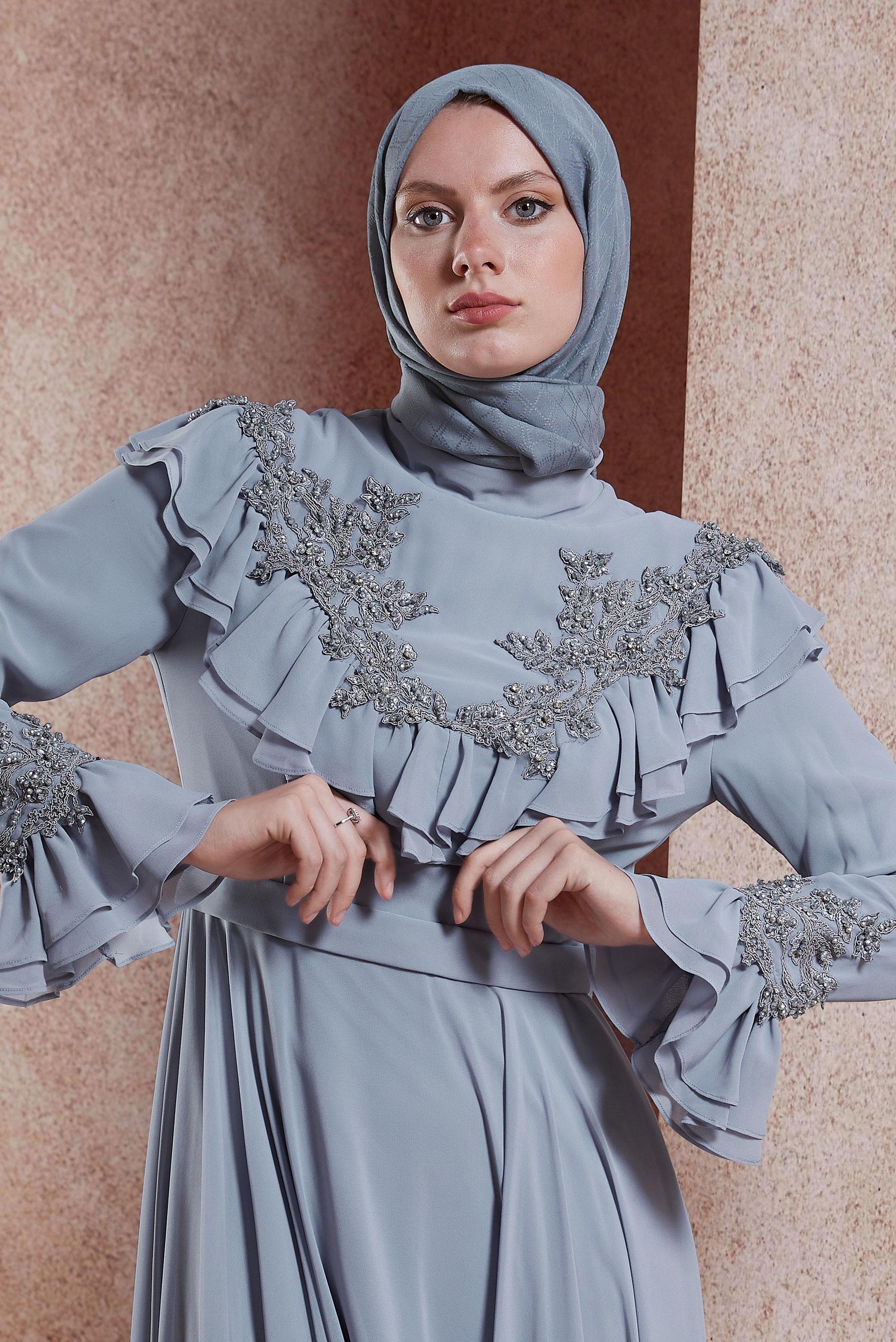 Tesettür giyim GRİ ALVİNA ŞAL 8018