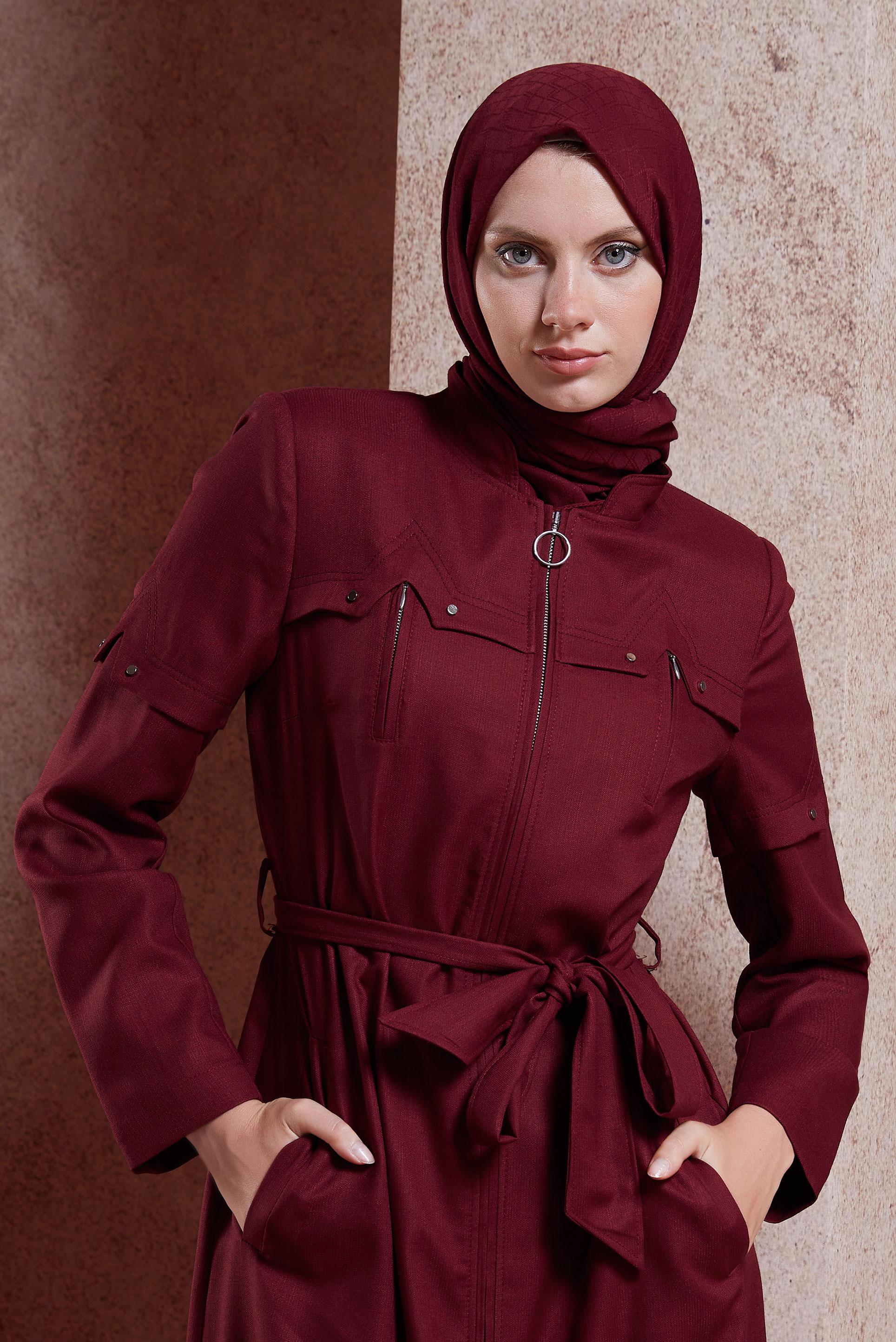 Tesettür giyim BORDO ALVİNA ŞAL 8018