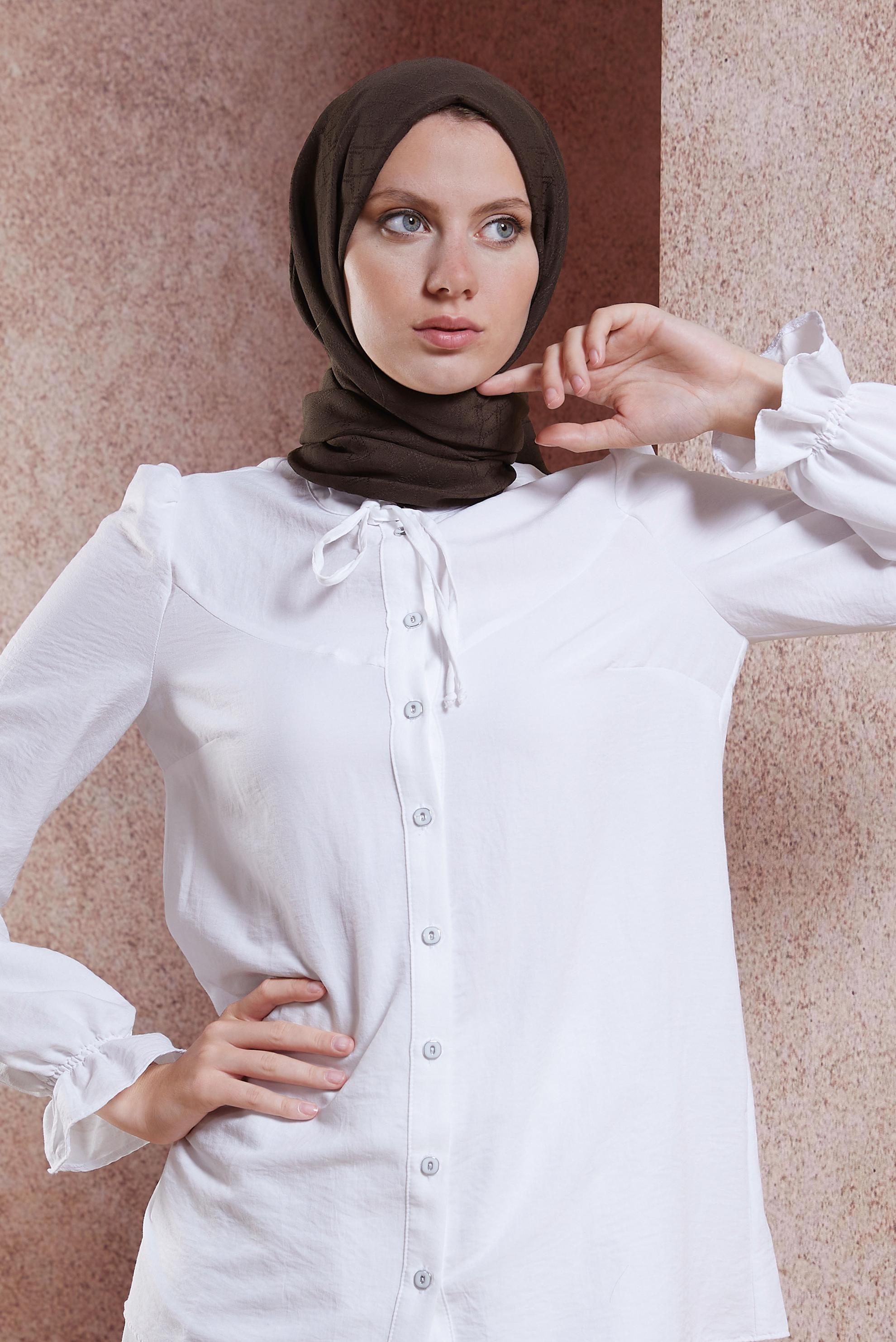 Tesettür giyim KAHVE ALVİNA ŞAL 8018