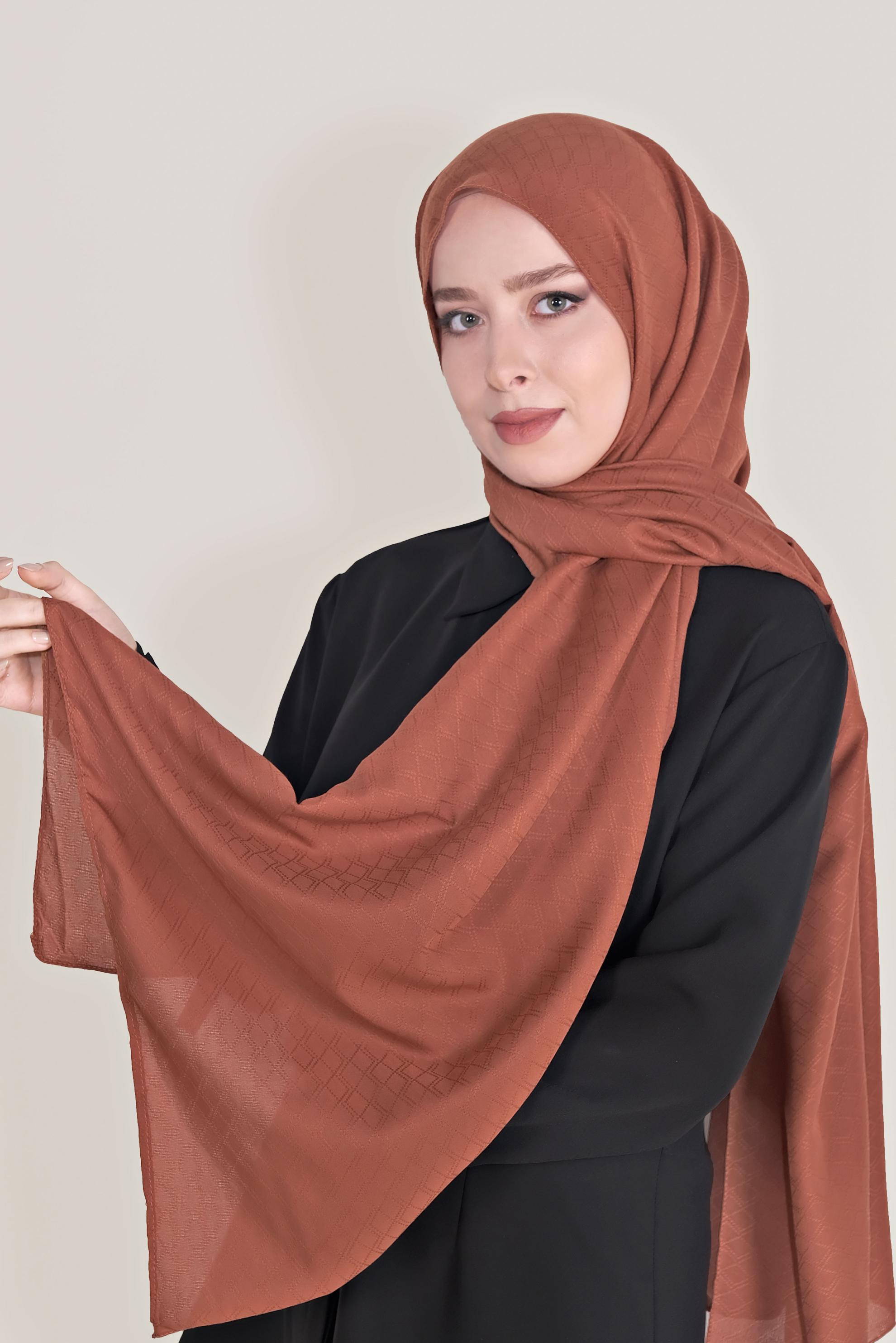 Tesettür giyim TURUNCU ALVİNA ŞAL 8018