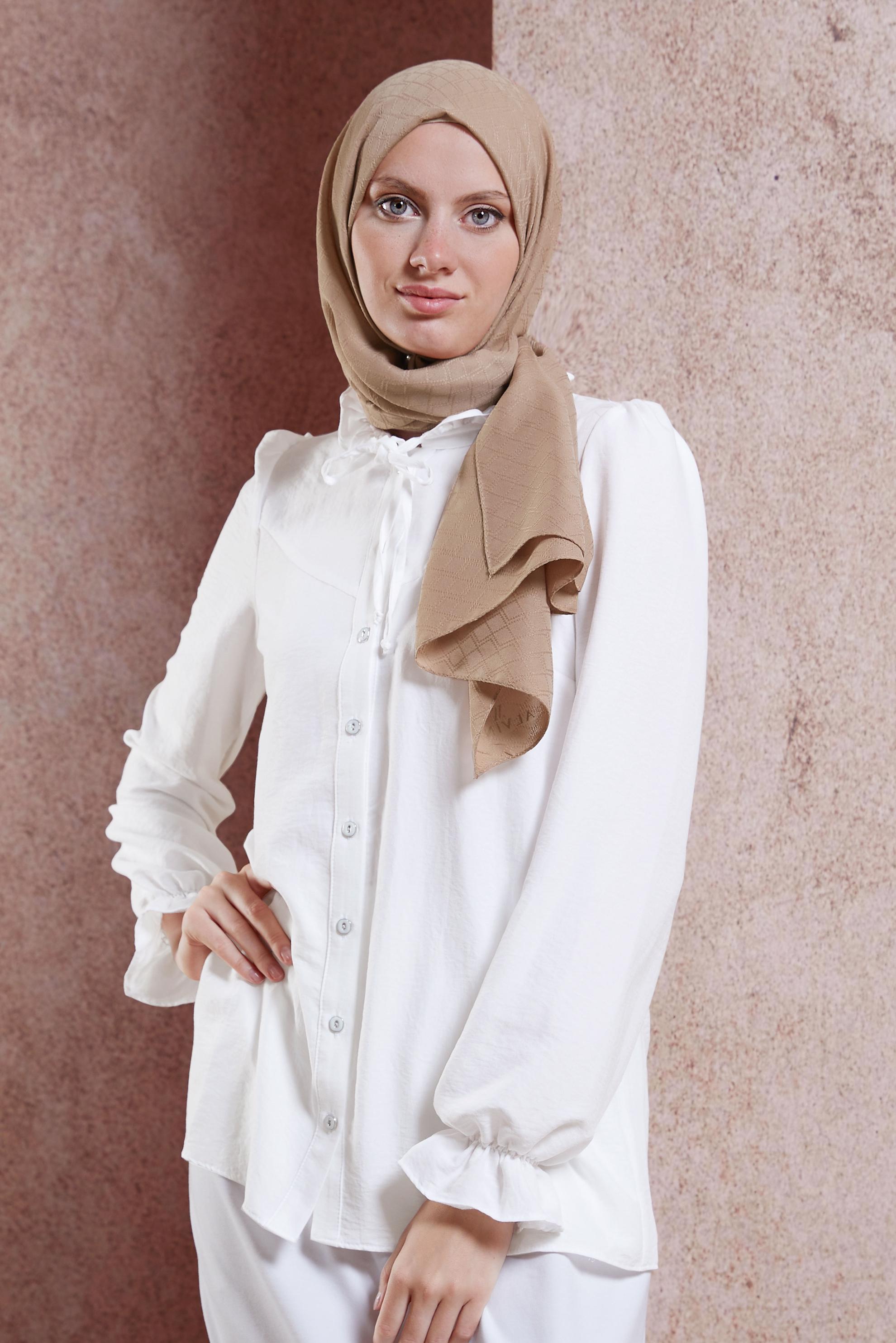 Tesettür giyim KAHVE ALVİNA ŞAL 8018