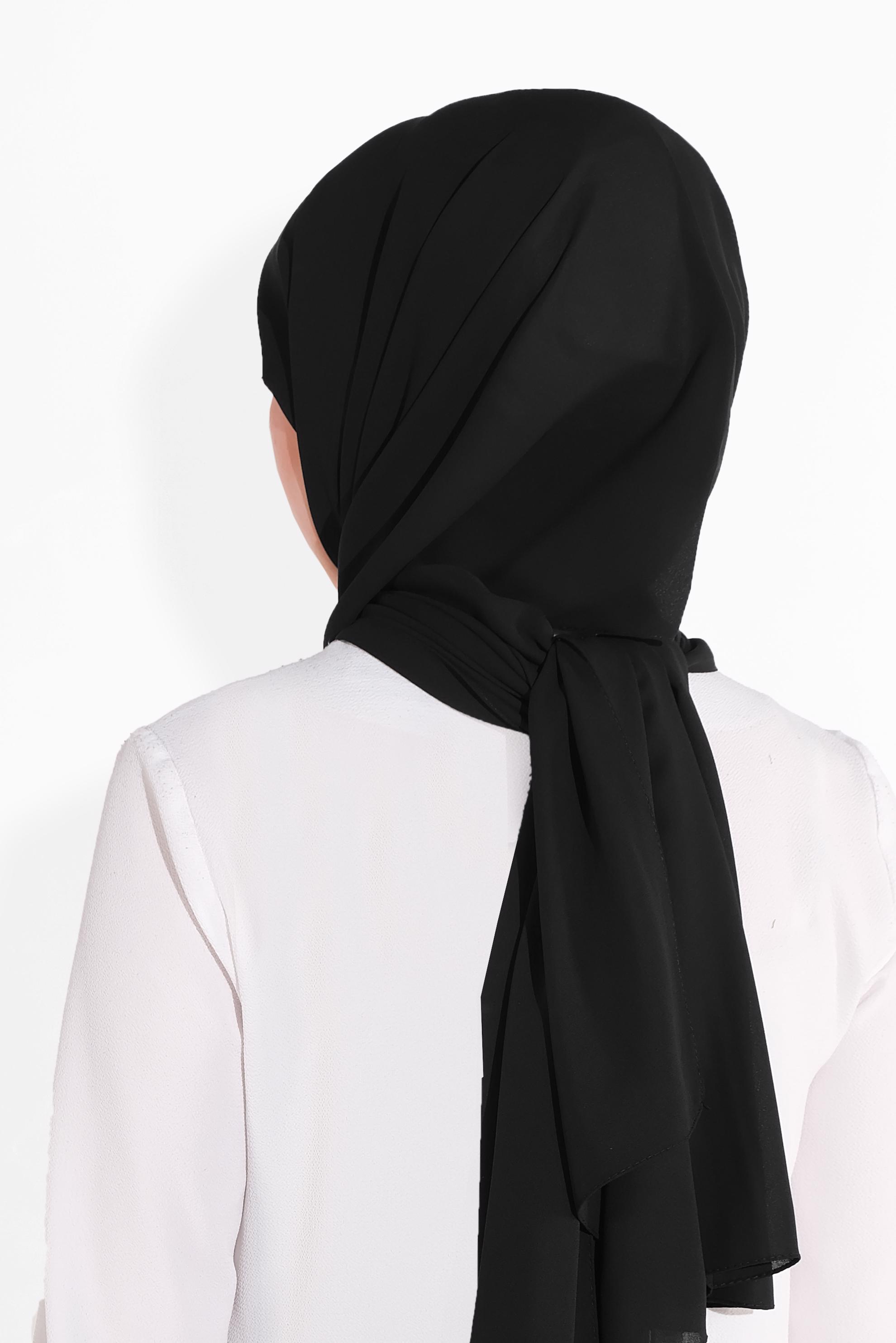 Tesettür giyim SİYAH 8023 ALVİNA KREP ŞİFON ŞAL