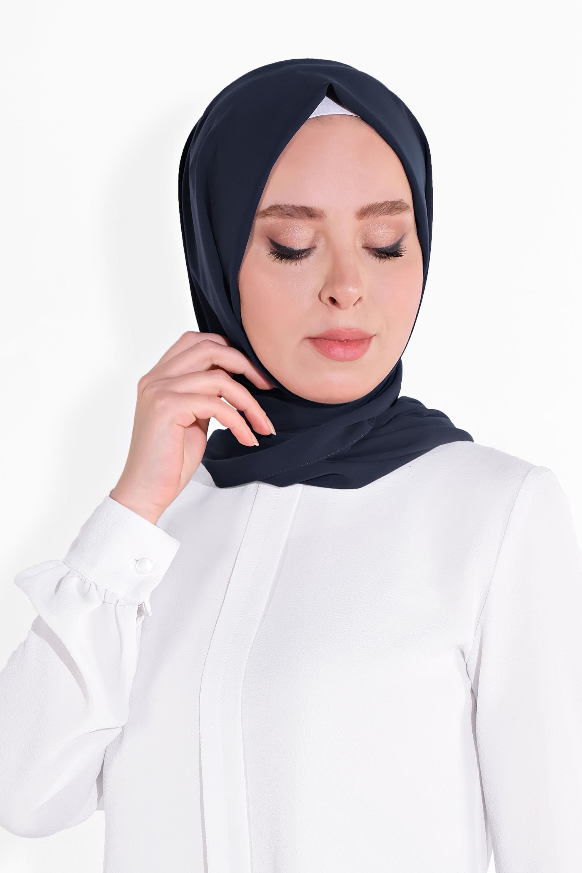 Tesettür giyim LACİVERT 8023 ALVİNA KREP ŞİFON ŞAL