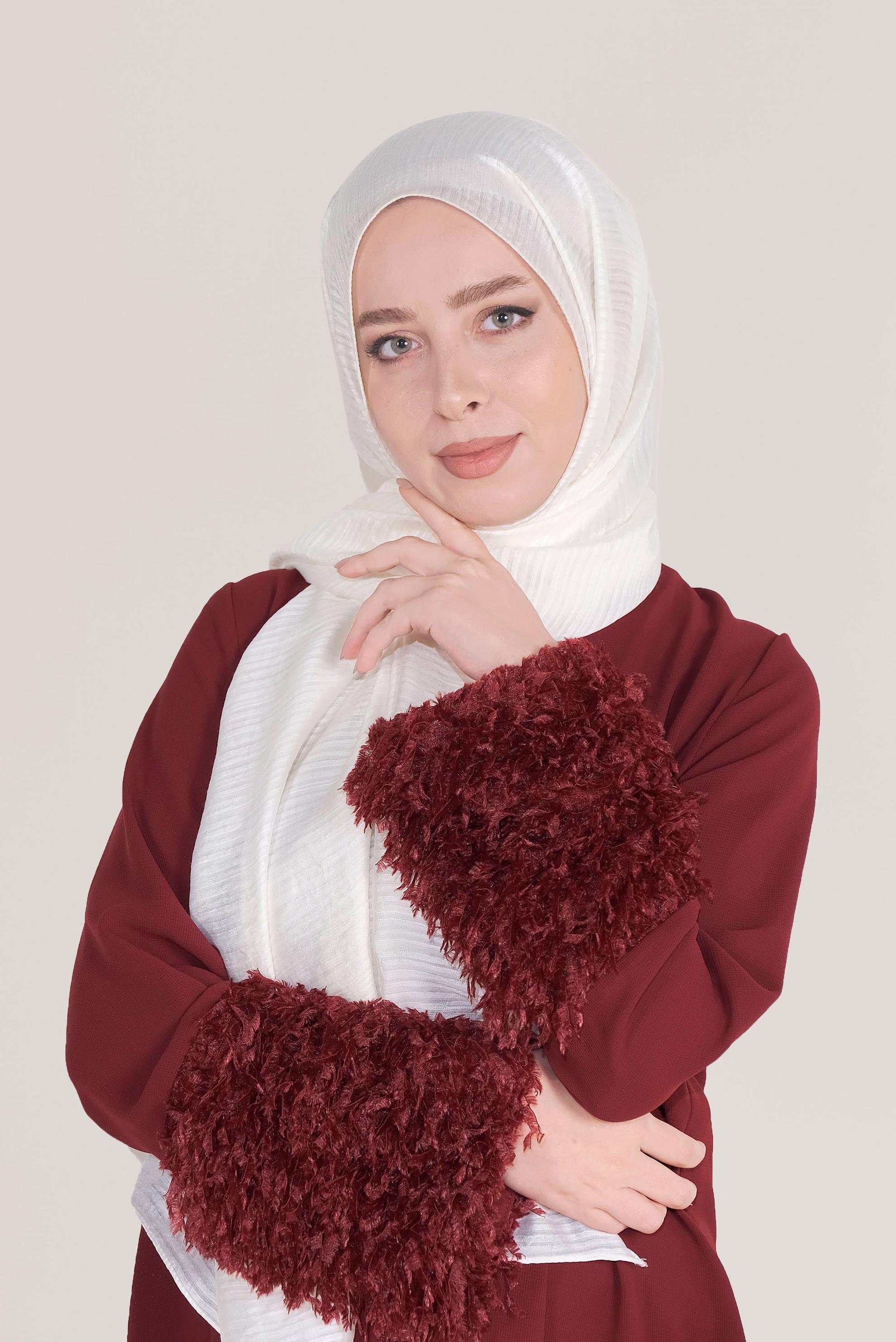 Tesettür giyim BEYAZ 8039 ALVİNA OSMANLI ŞAL