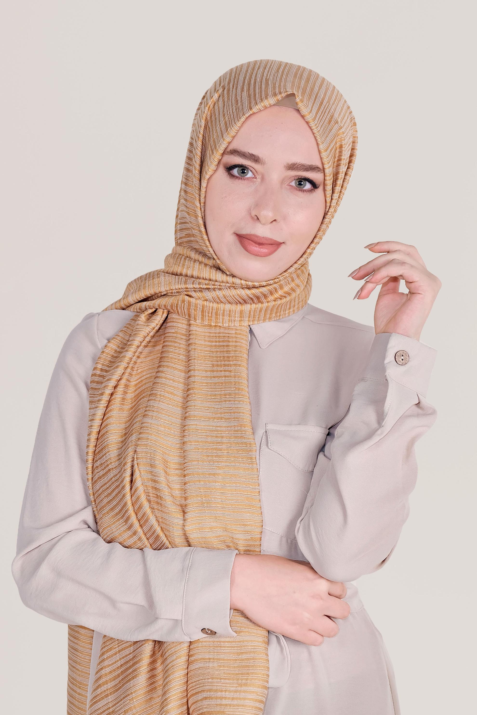 Tesettür giyim SARI 8039 ALVİNA OSMANLI ŞAL