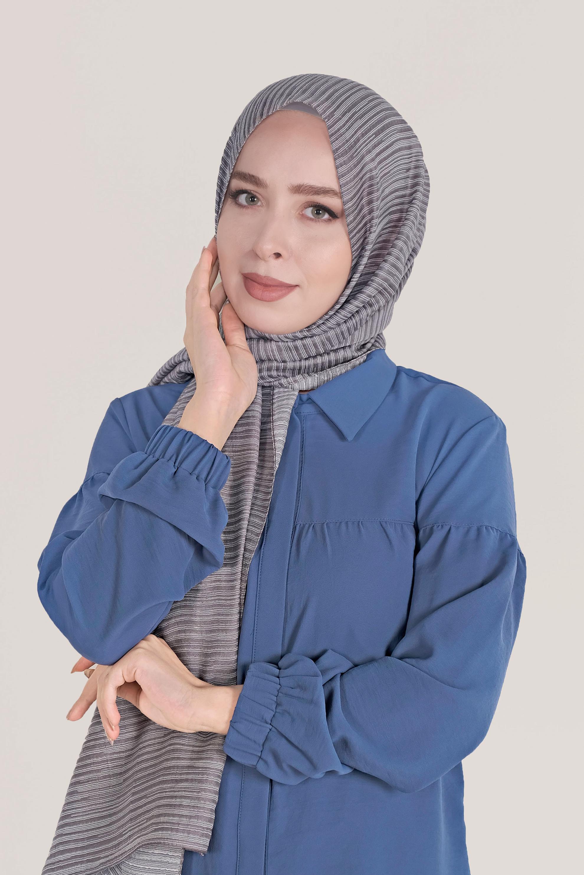 Tesettür giyim GRİ 8039 ALVİNA OSMANLI ŞAL