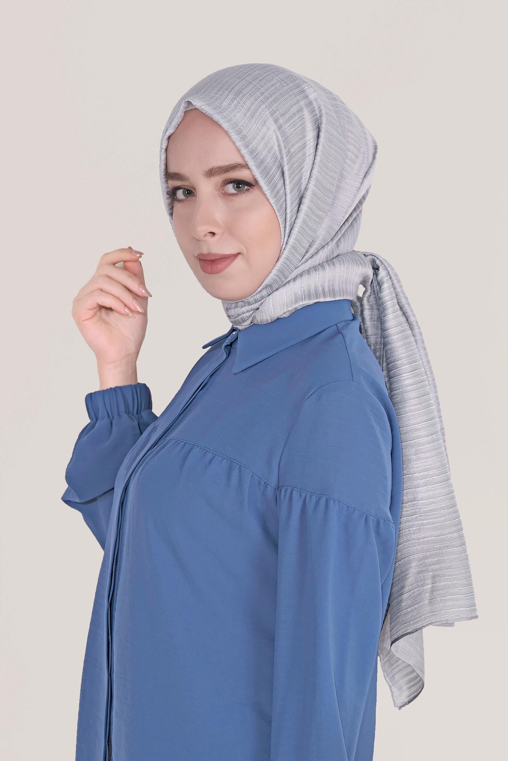 Tesettür giyim GRİ 8039 ALVİNA OSMANLI ŞAL