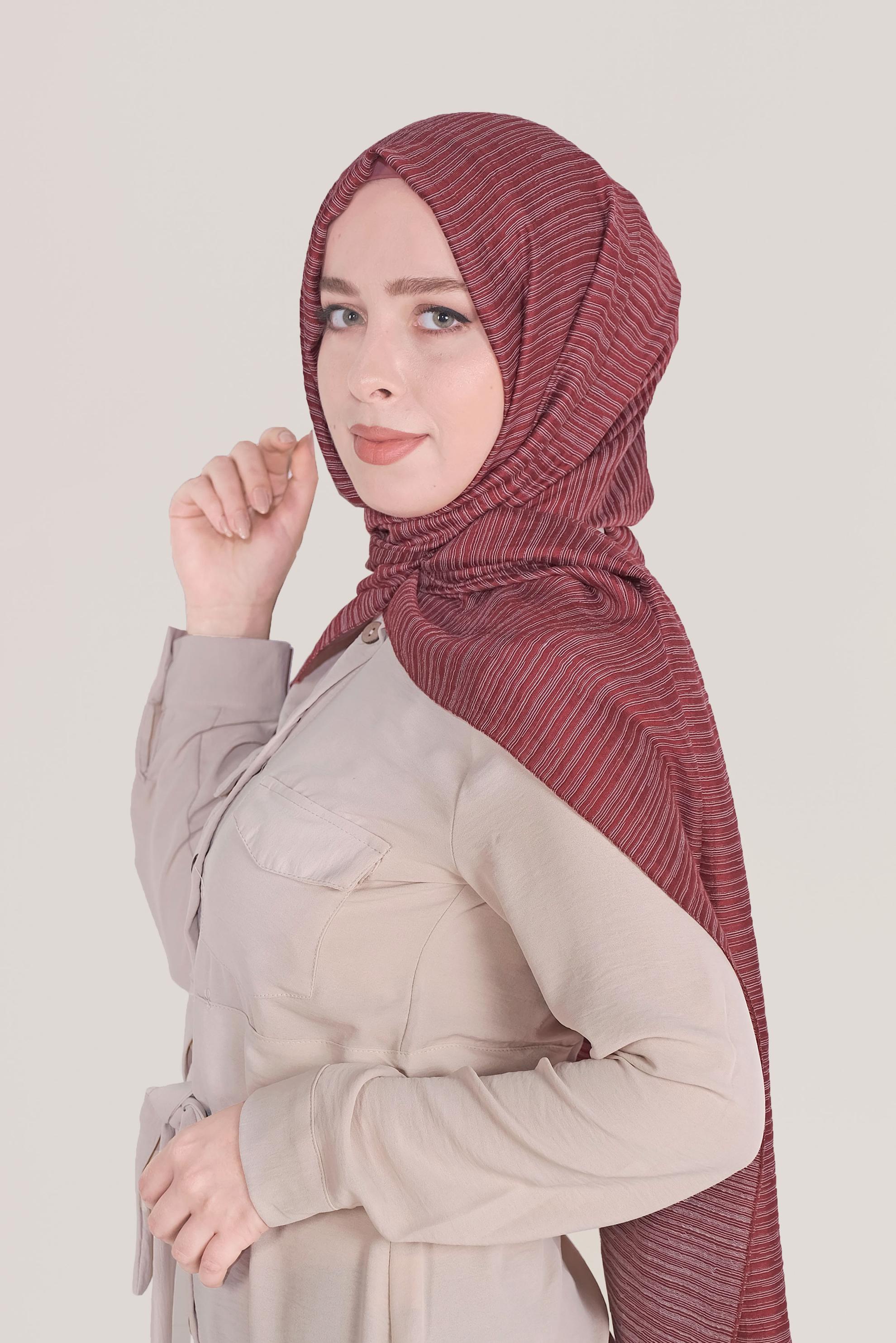 Tesettür giyim BORDO 8039 ALVİNA OSMANLI ŞAL