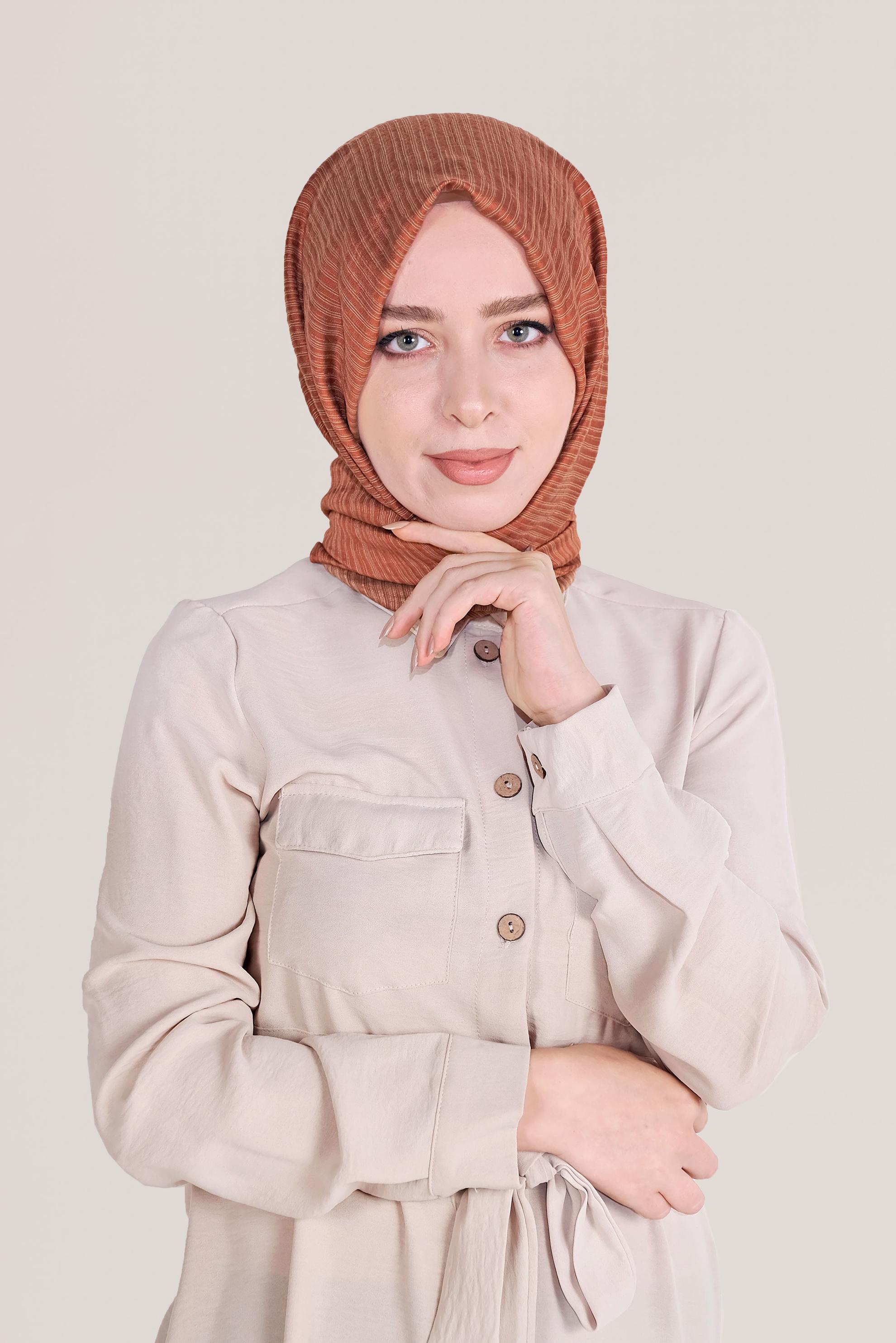 Tesettür giyim TURUNCU 8039 ALVİNA OSMANLI ŞAL