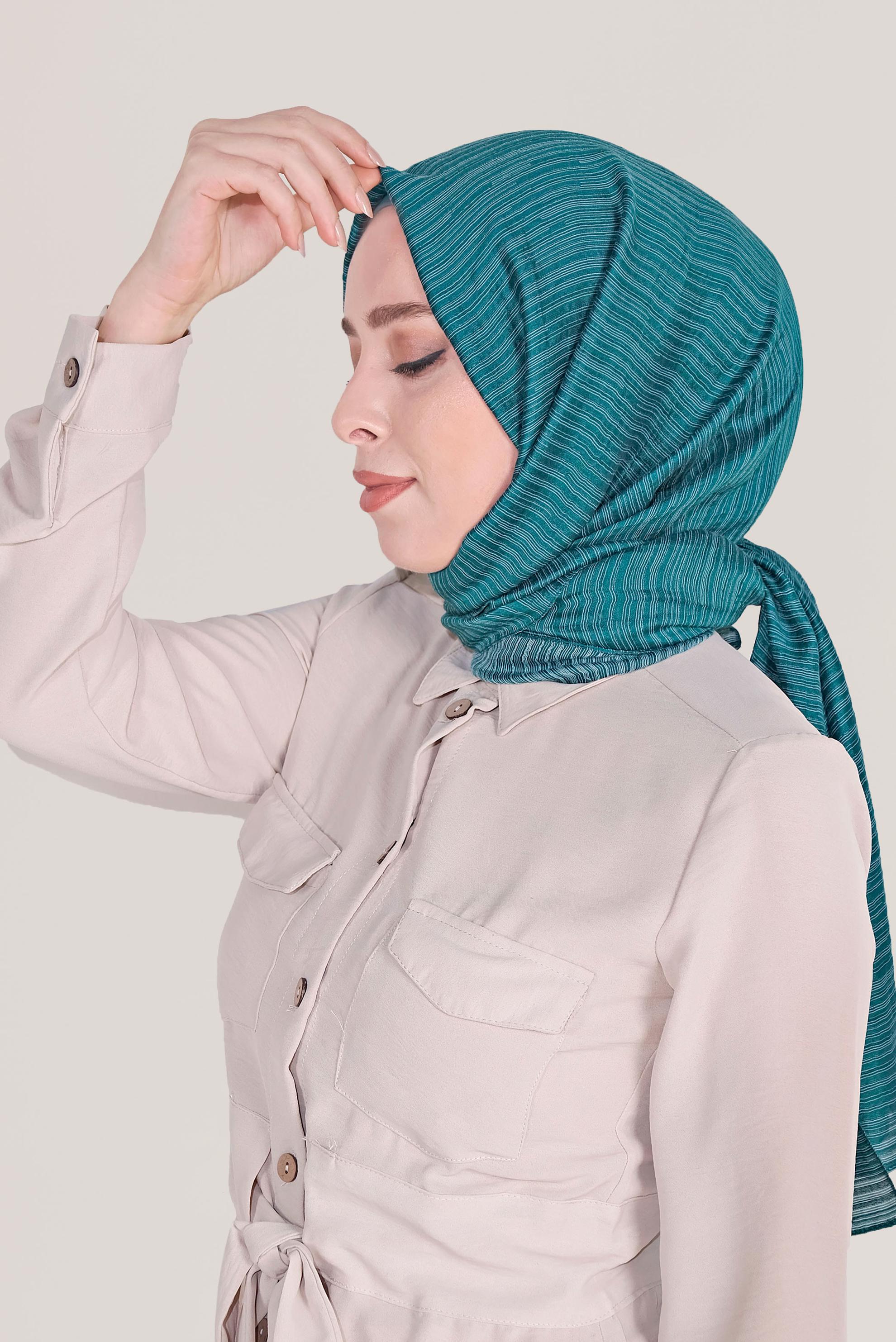 Tesettür giyim YEŞİL 8039 ALVİNA OSMANLI ŞAL