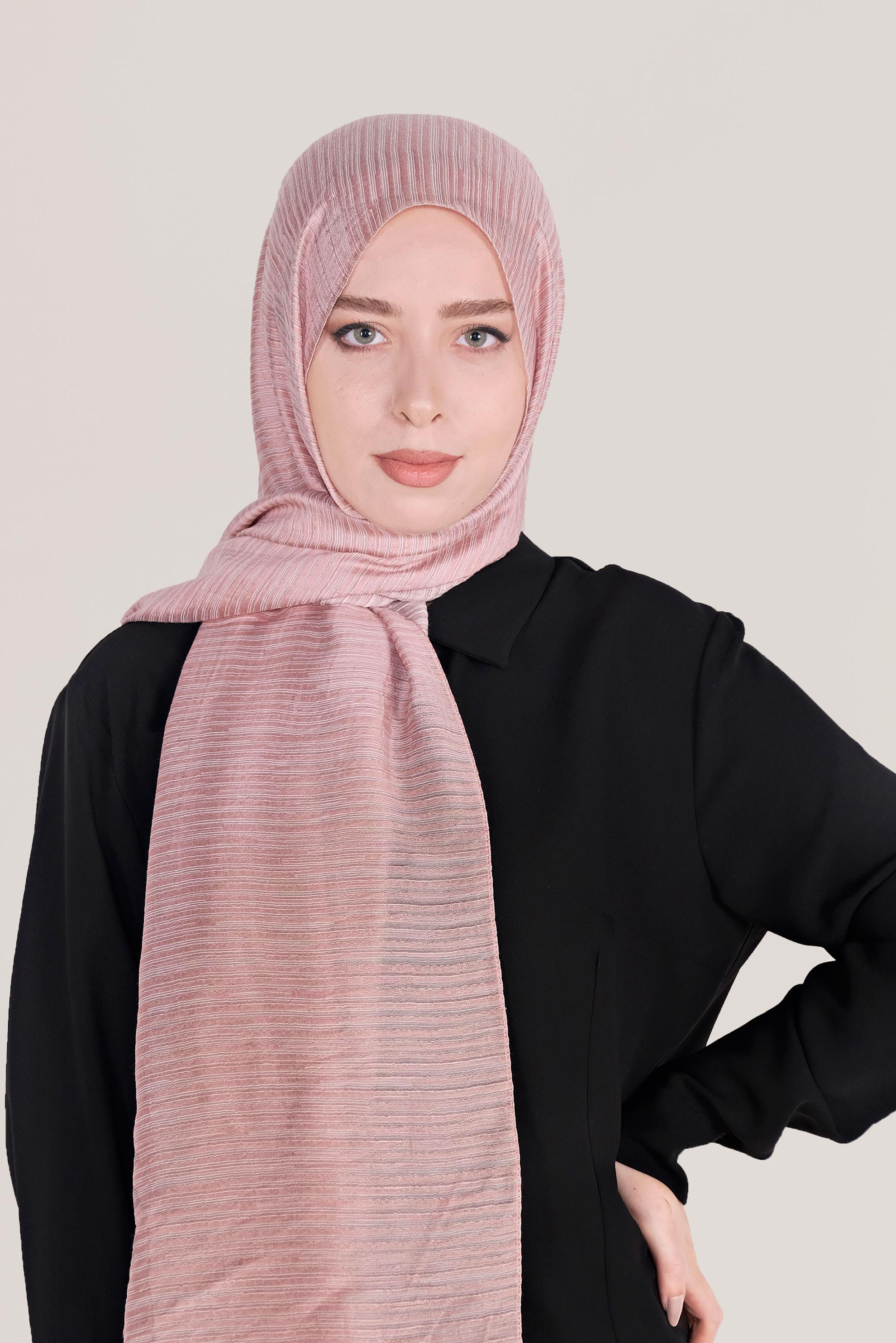 Tesettür giyim PEMBE 8039 ALVİNA OSMANLI ŞAL