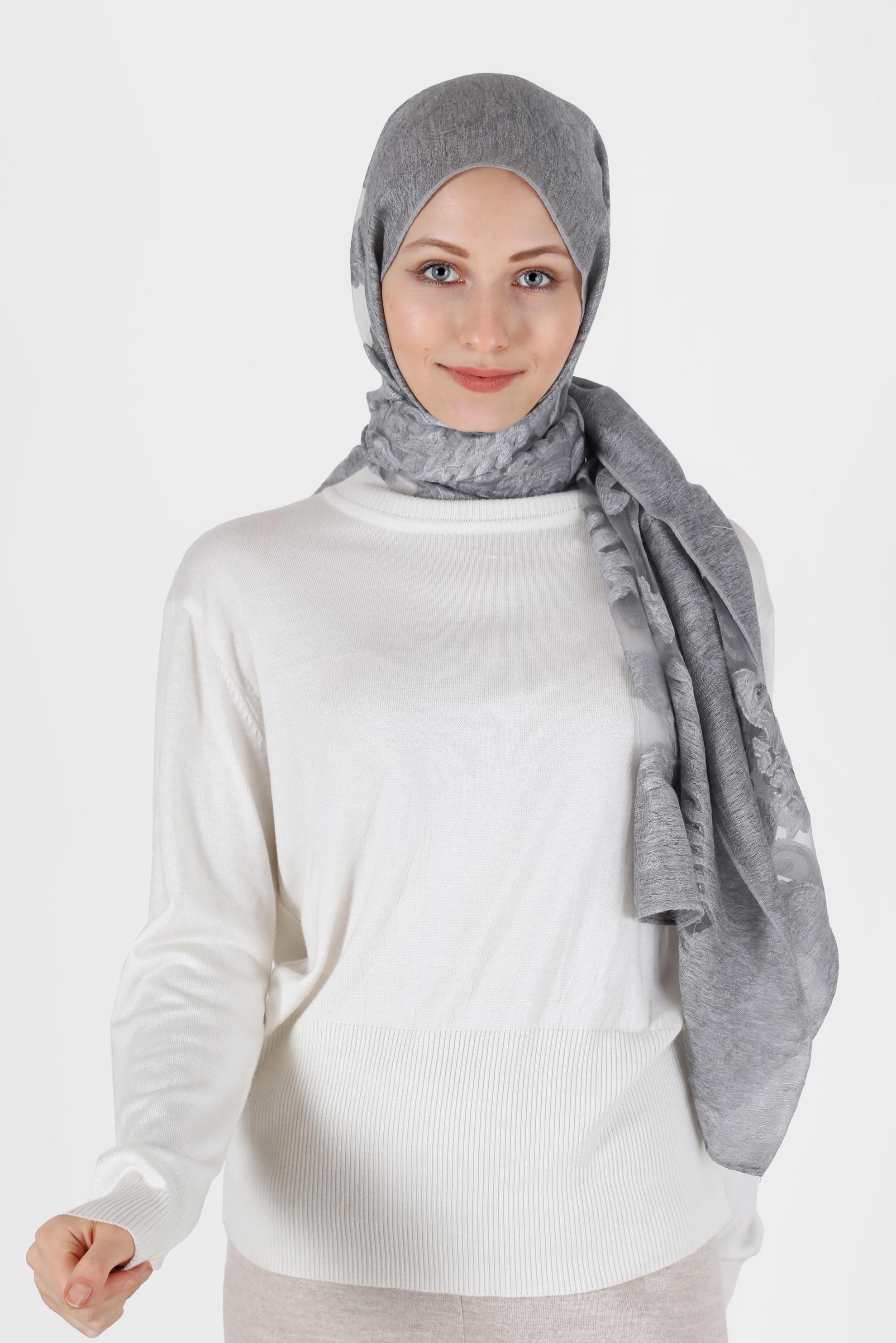 Tesettür giyim GÜMÜŞ ALVİNA DÜZ ÖZEL SERİ ŞAL 8041 