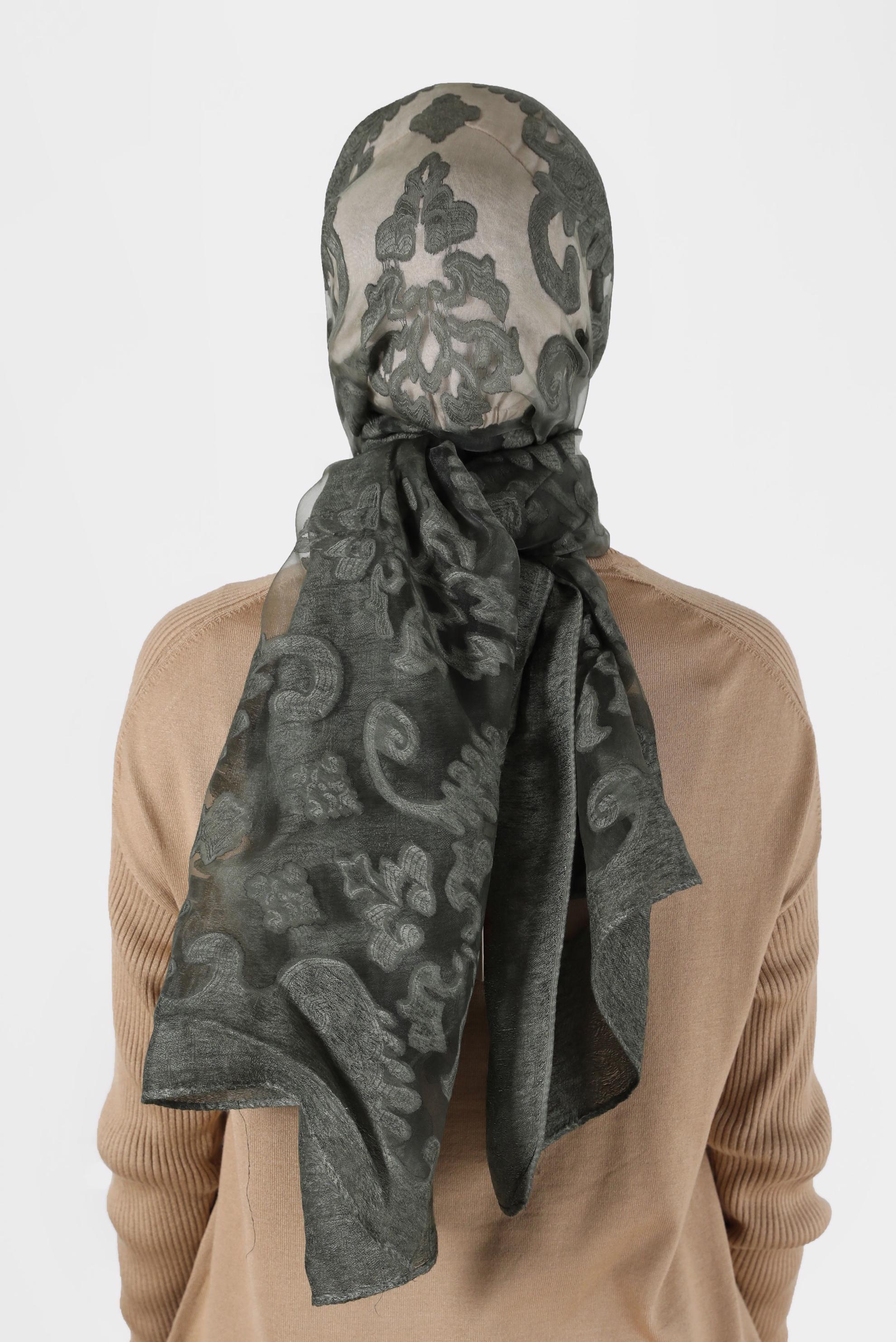 Tesettür giyim HAKİ ALVİNA DÜZ ÖZEL SERİ ŞAL 8041 