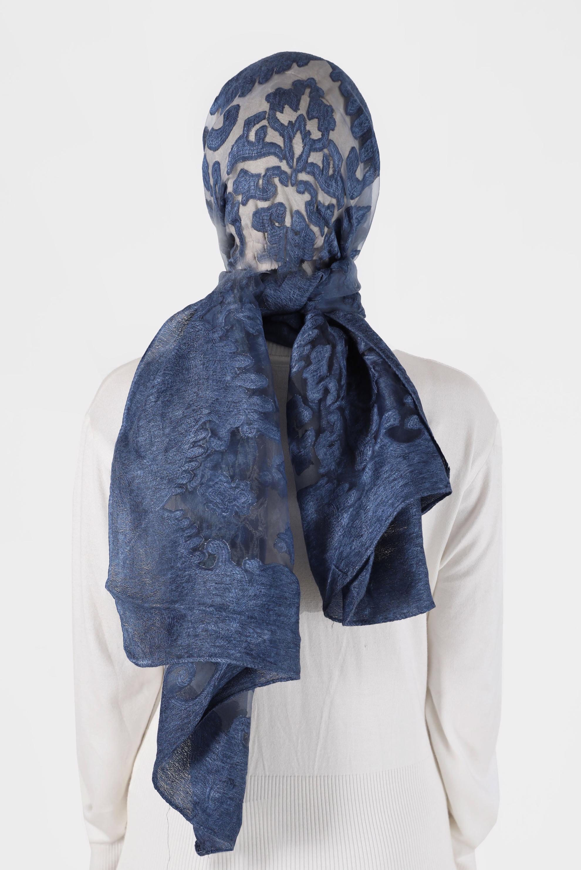 Tesettür giyim MAVİ ALVİNA DÜZ ÖZEL SERİ ŞAL 8041 