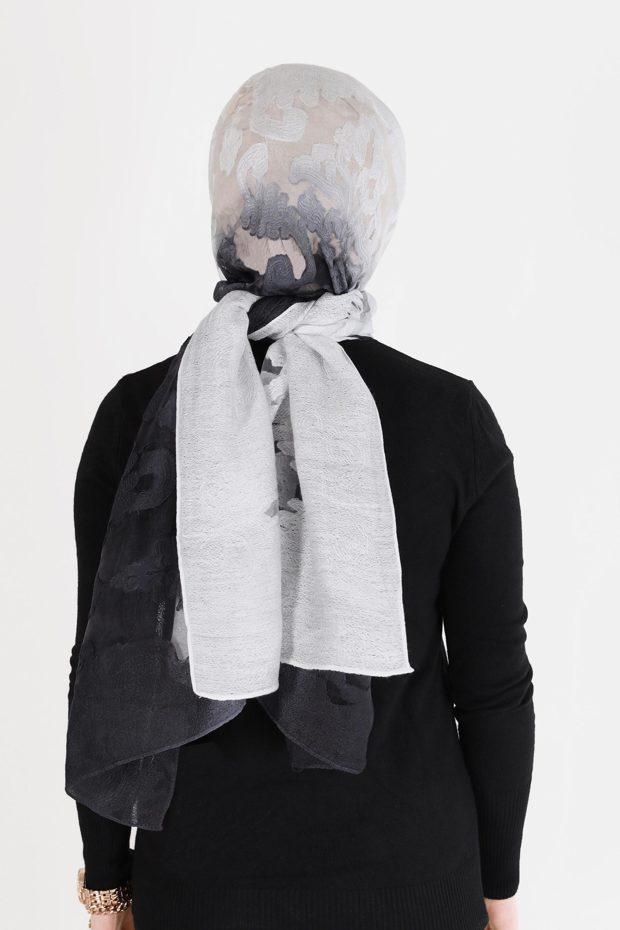 Tesettür giyim SİYAH ALVİNA DESENLİ ŞAL 8042 