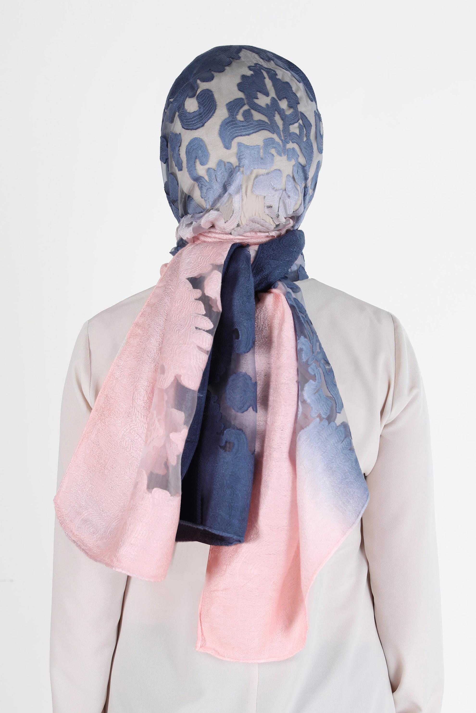 Tesettür giyim LACİVERT ALVİNA DESENLİ ŞAL 8042 