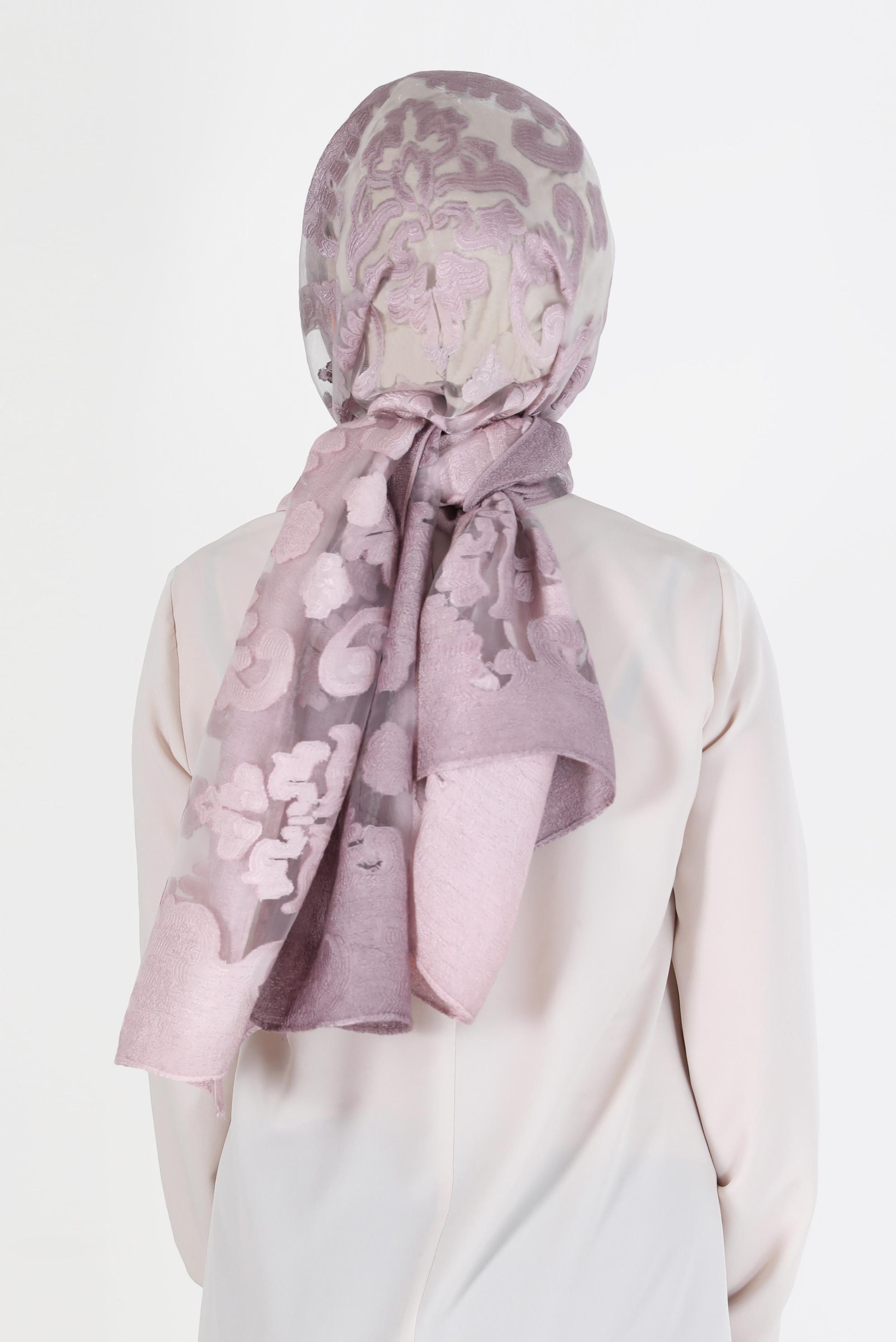 Tesettür giyim MOR ALVİNA DESENLİ ŞAL 8042 