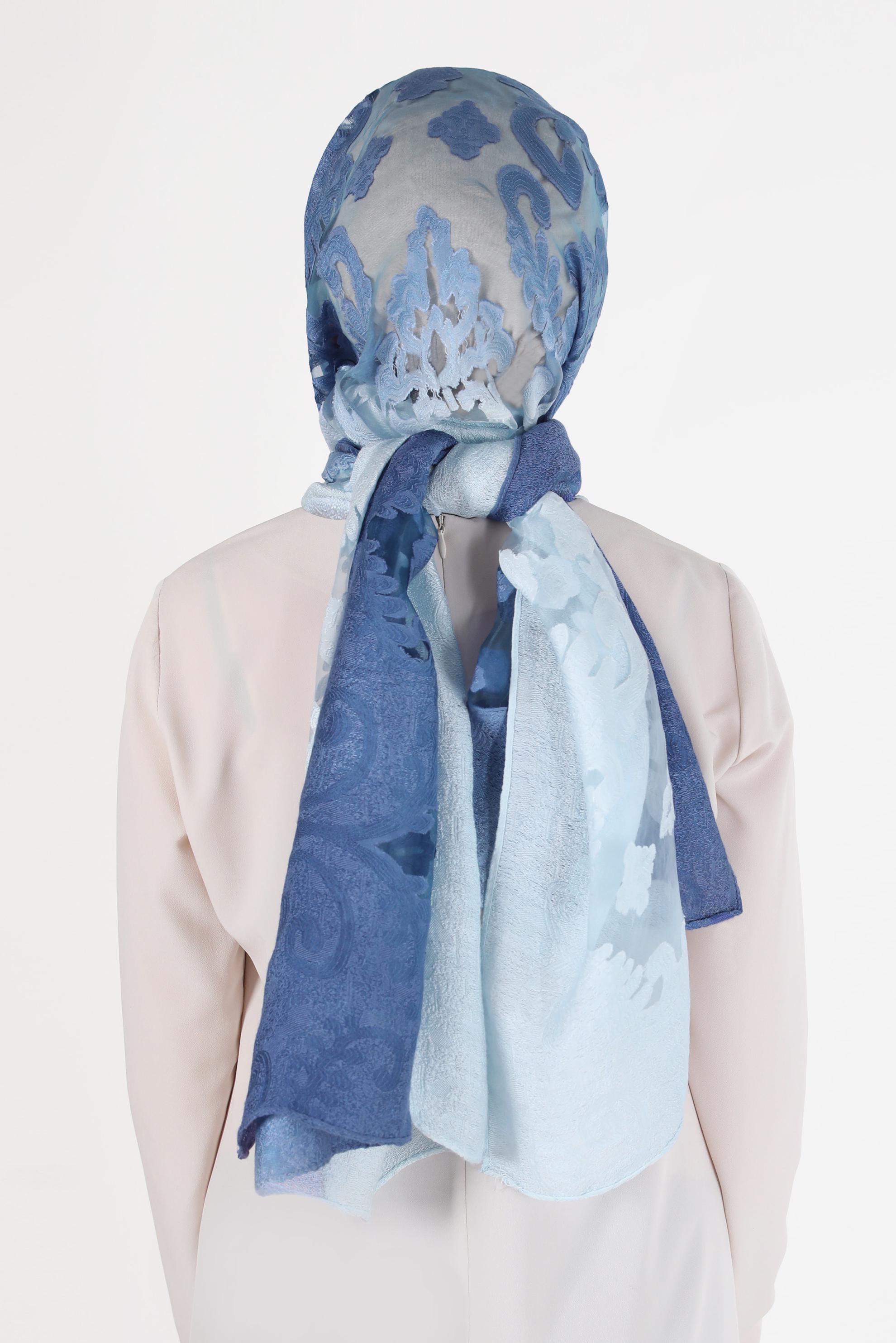 Tesettür giyim LACİVERT ALVİNA DESENLİ ŞAL 8042 