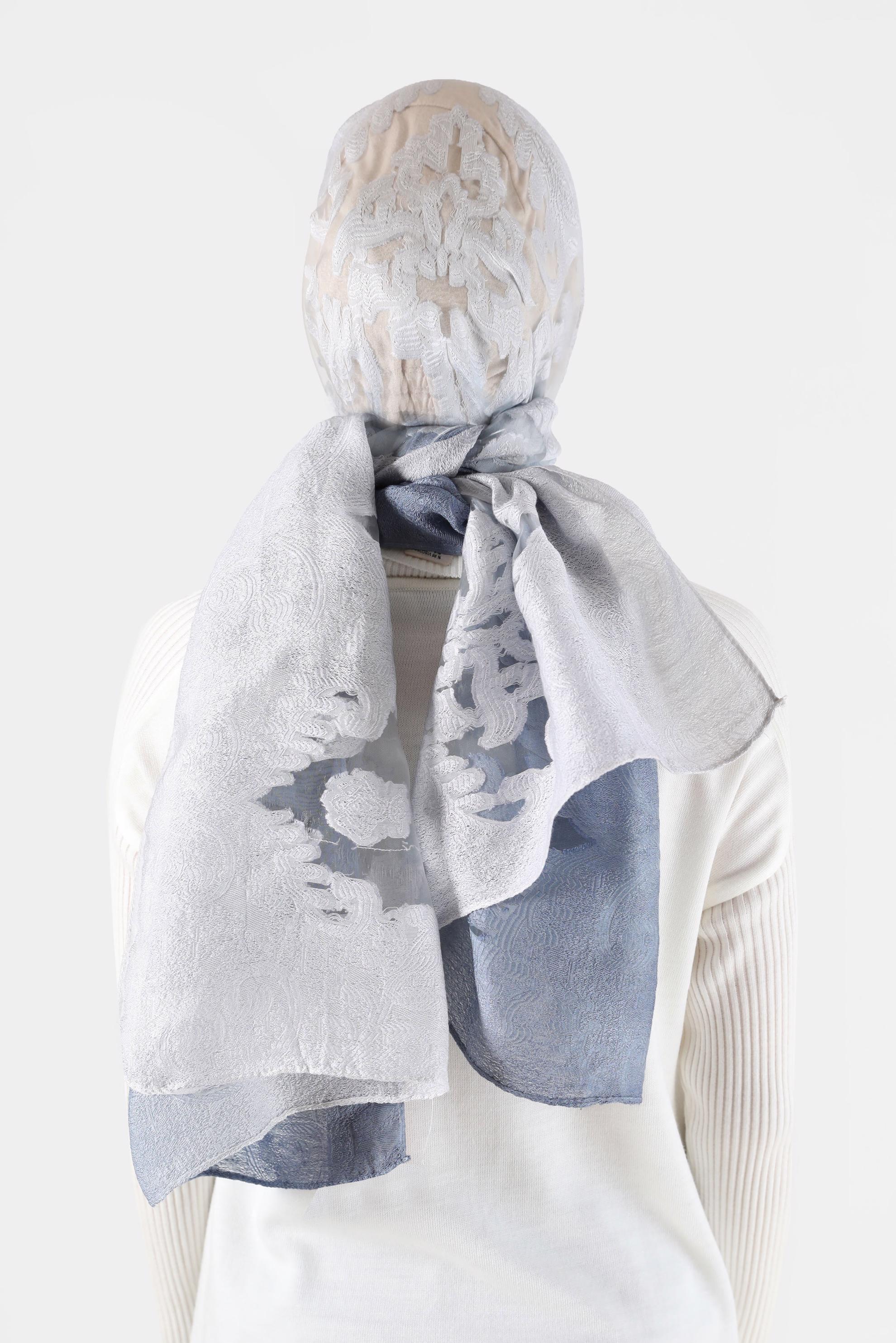 Tesettür giyim MAVİ ALVİNA DESENLİ ŞAL 8042 