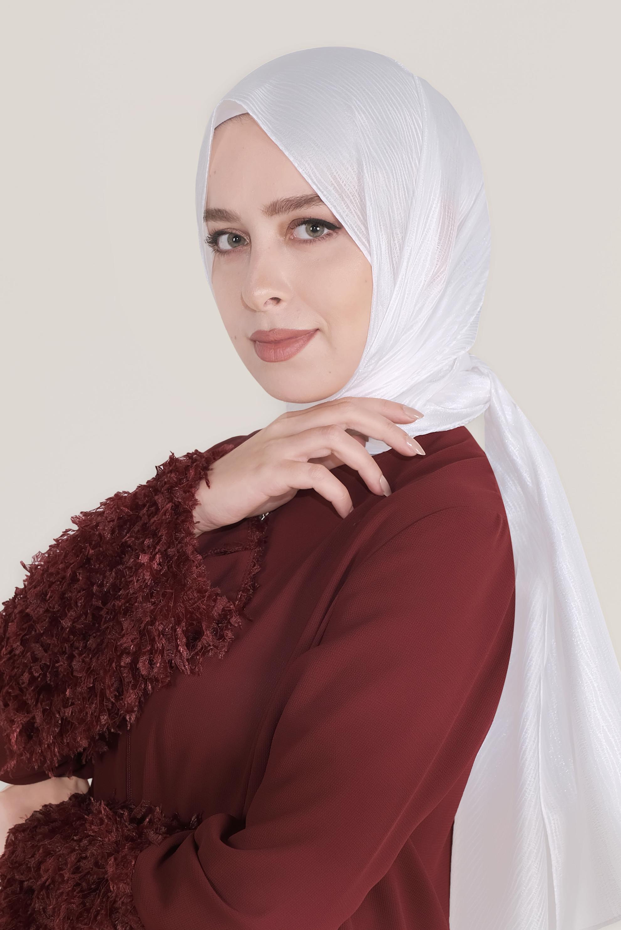 Tesettür giyim BEYAZ 8043 ALVİNA HARE DESEN ŞAL