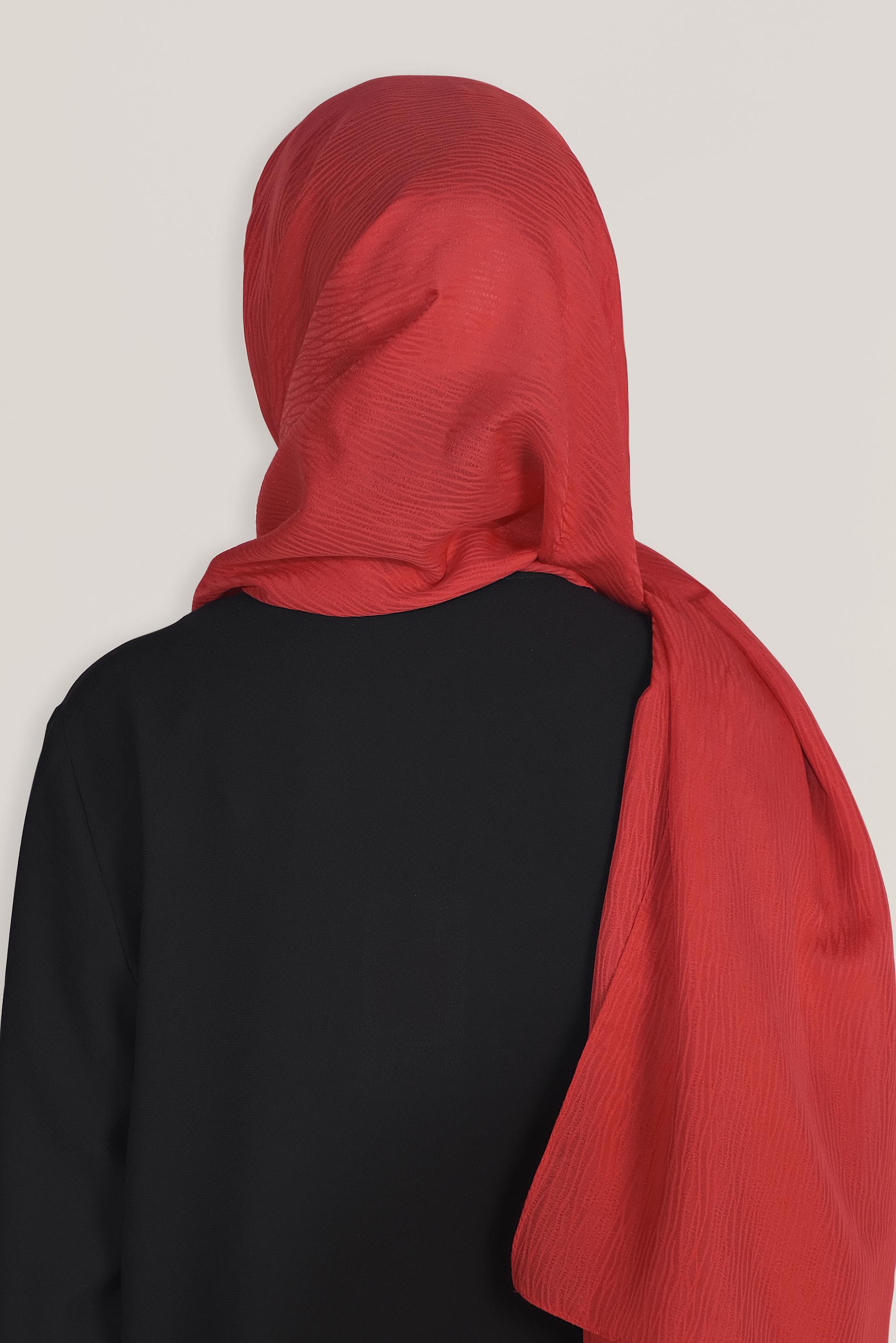 Tesettür giyim KIRMIZI 8043 ALVİNA HARE DESEN ŞAL