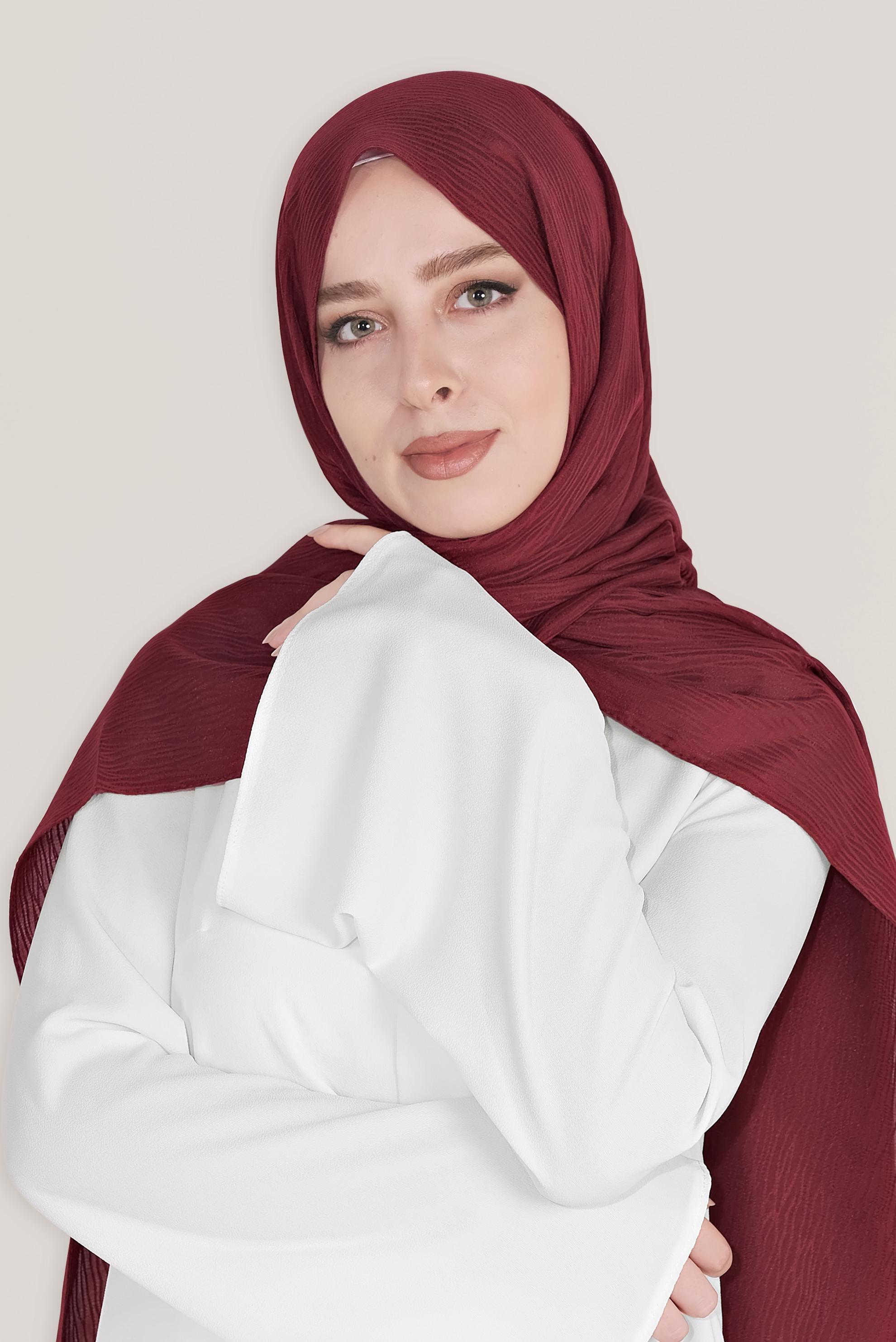 Tesettür giyim BORDO 8043 ALVİNA HARE DESEN ŞAL