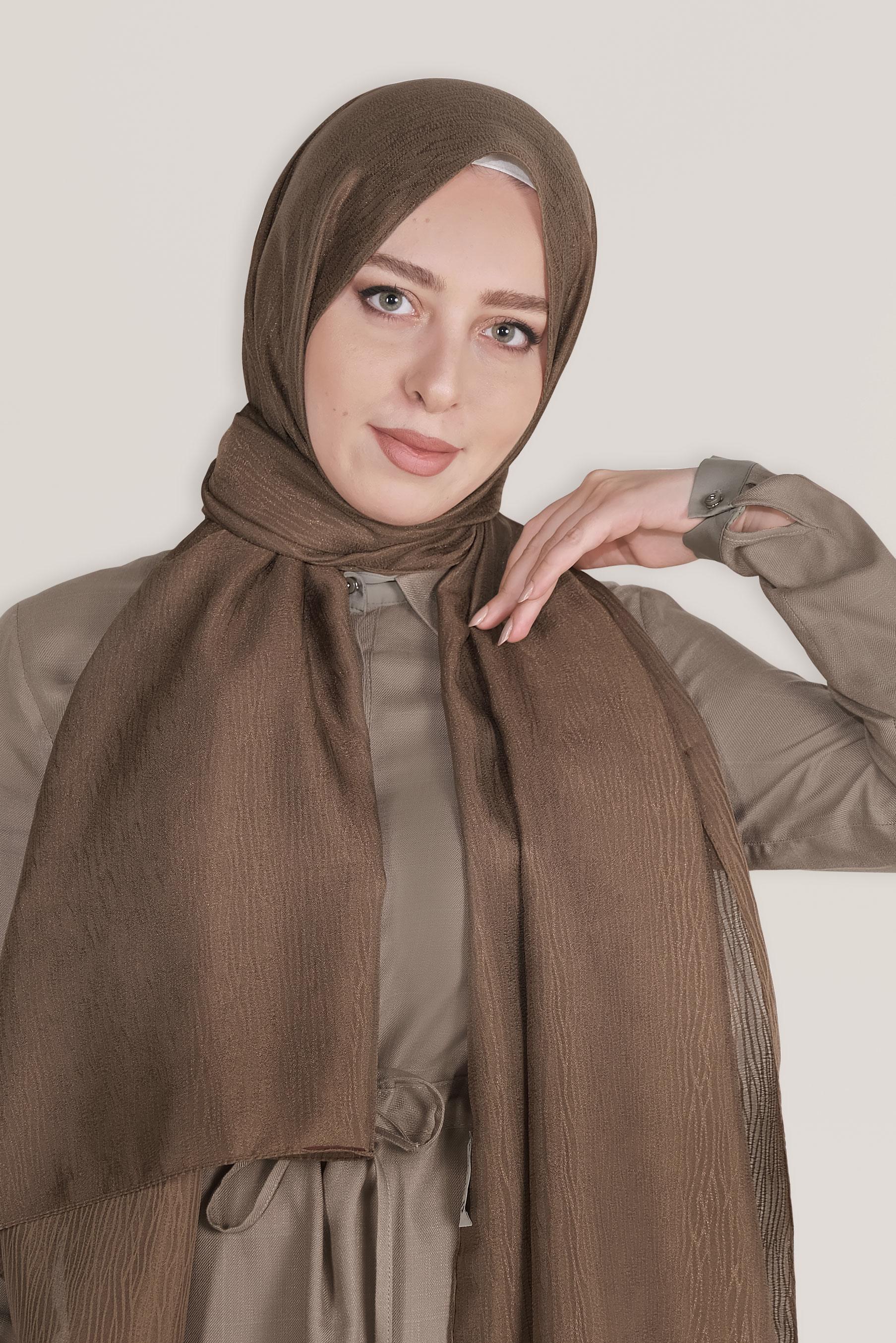 Tesettür giyim KAHVE 8043 ALVİNA HARE DESEN ŞAL