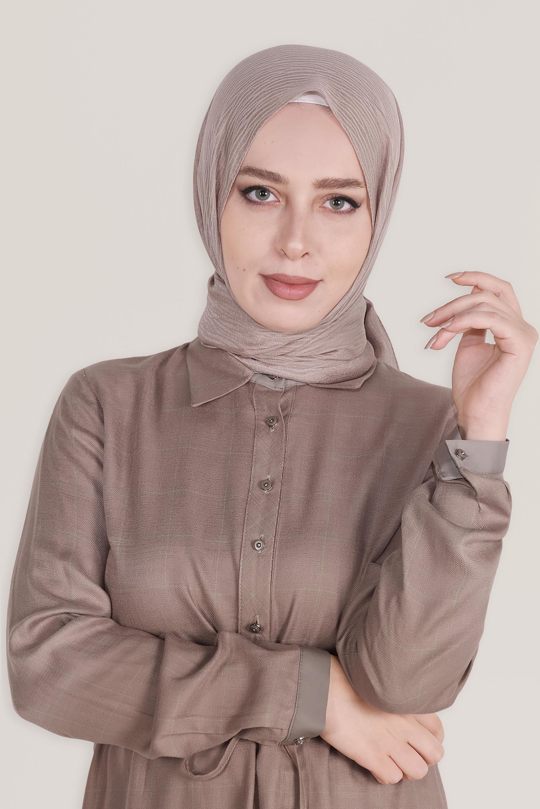 Tesettür giyim VİZON 8043 ALVİNA HARE DESEN ŞAL