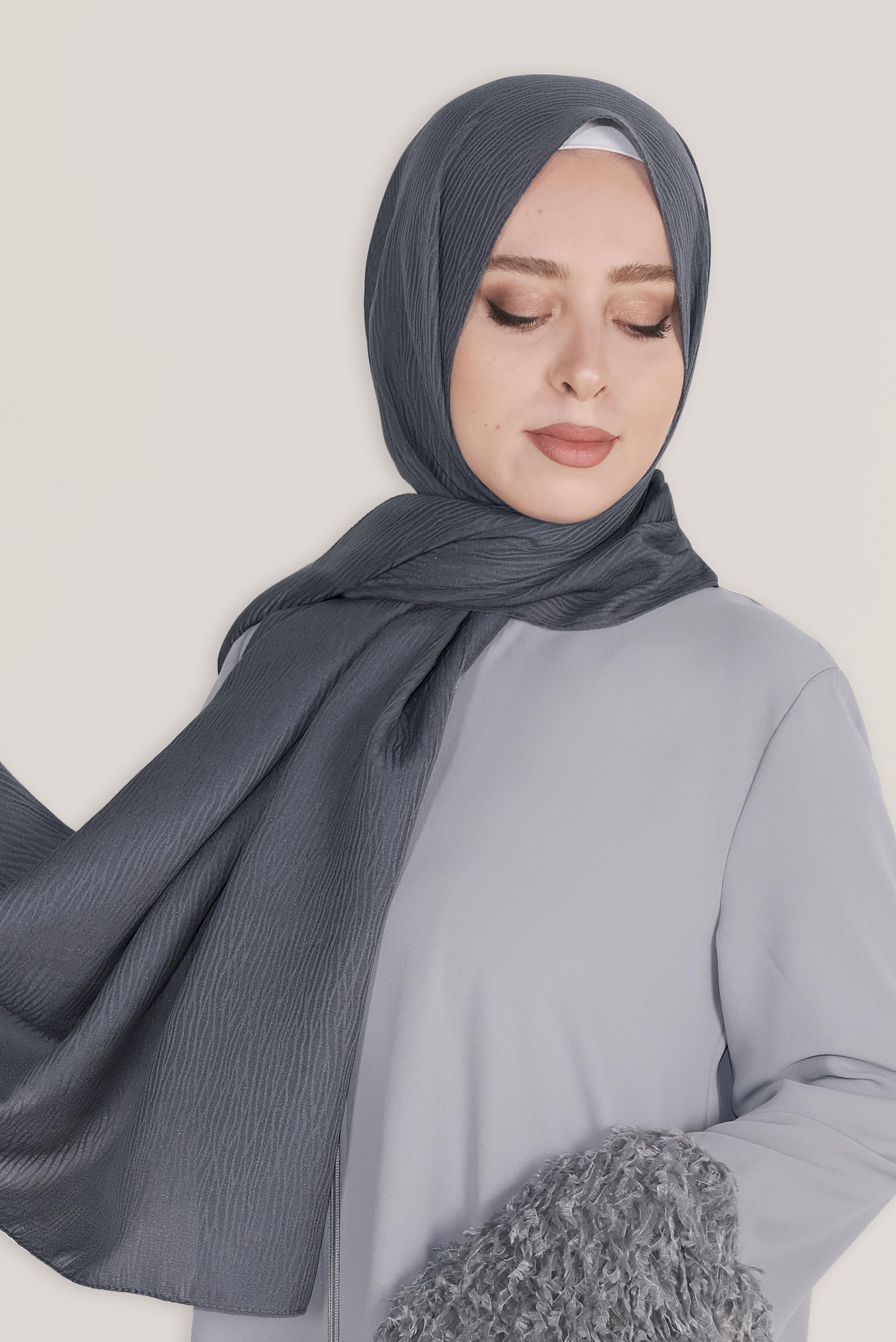 Tesettür giyim GRİ 8043 ALVİNA HARE DESEN ŞAL