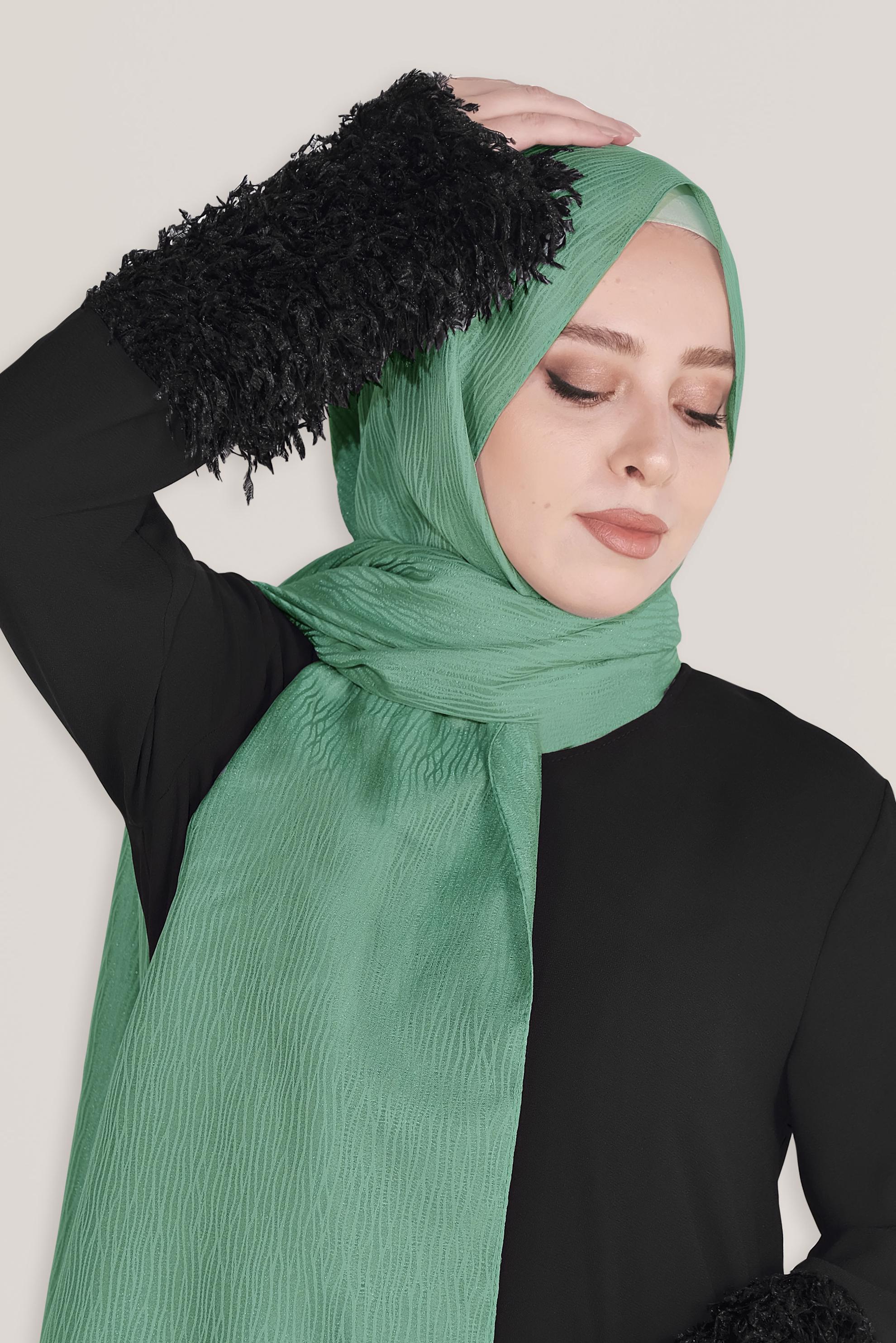 Vêtements hijab VERT 8043 ALVİNA HARE DESEN ŞAL