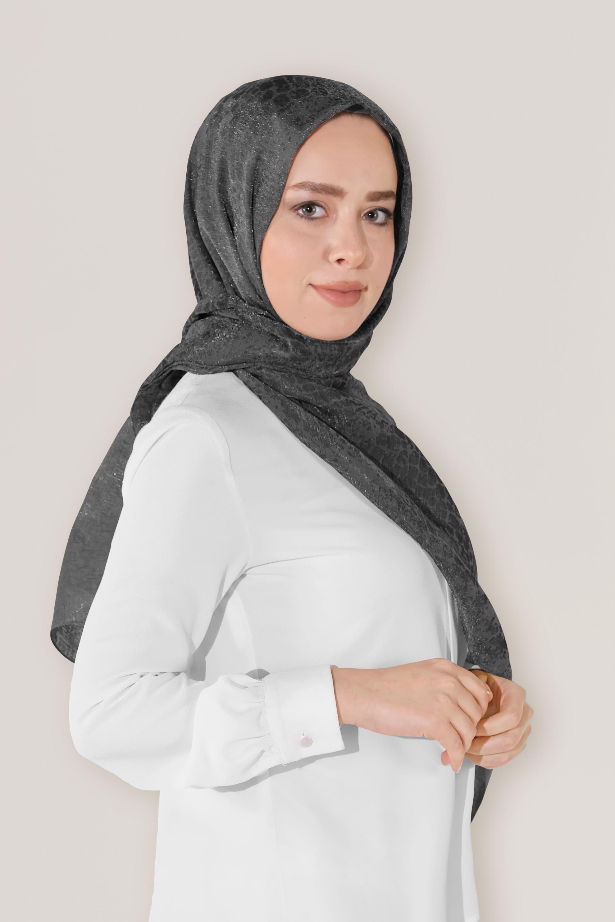 Tesettür giyim SİYAH 8045 ALVİNA ROSS ŞAL