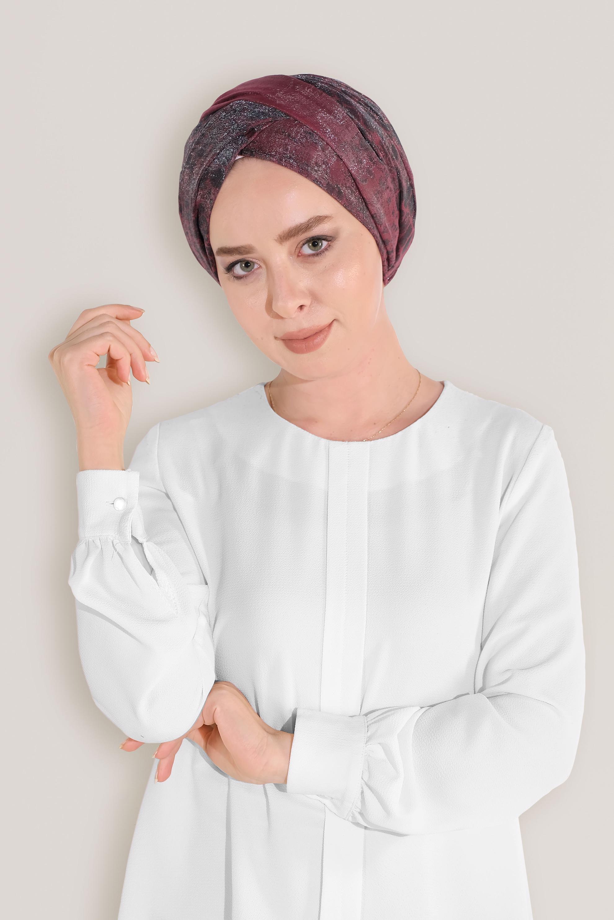 Tesettür giyim BORDO 8045 ALVİNA ROSS ŞAL