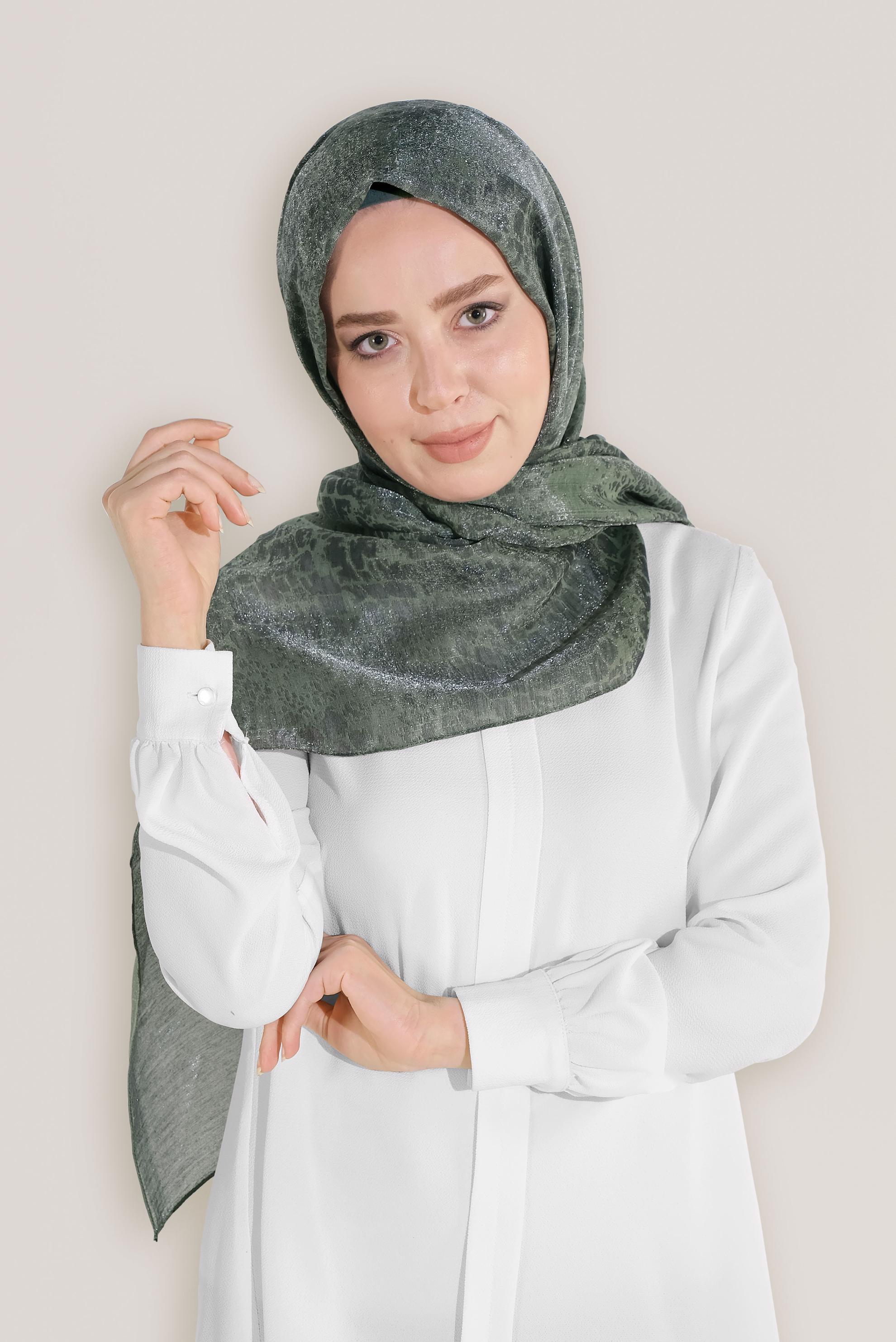 Tesettür giyim HAKİ 8045 ALVİNA ROSS ŞAL