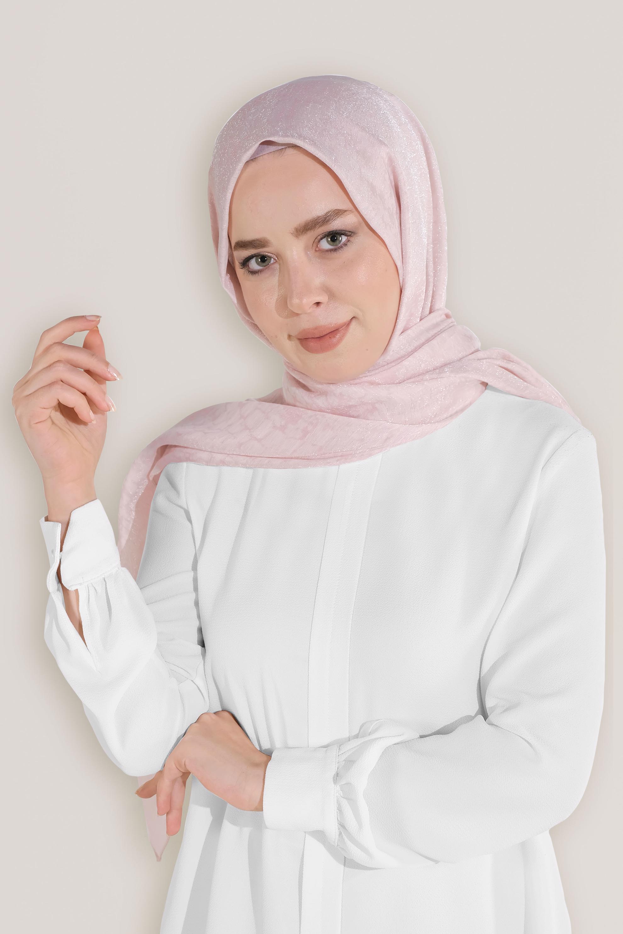 Tesettür giyim PUDRA 8045 ALVİNA ROSS ŞAL