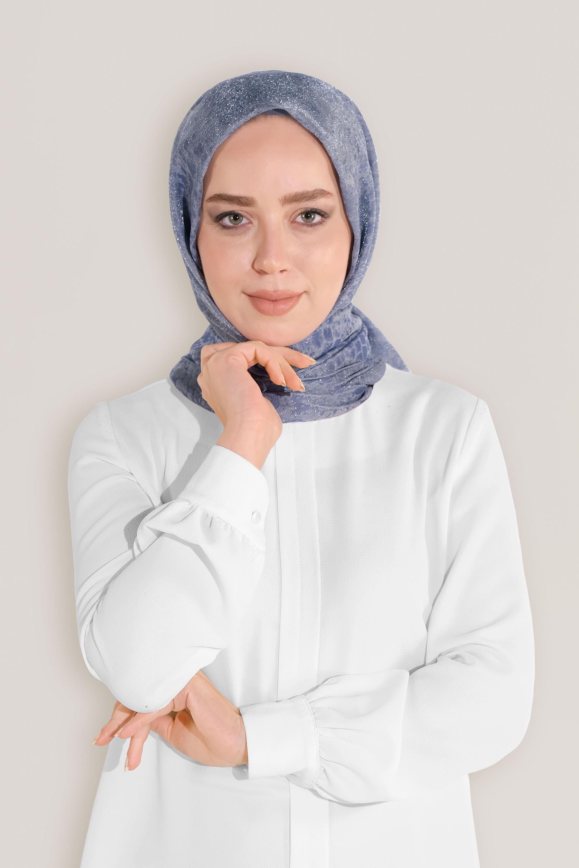 Tesettür giyim LACİVERT 8045 ALVİNA ROSS ŞAL