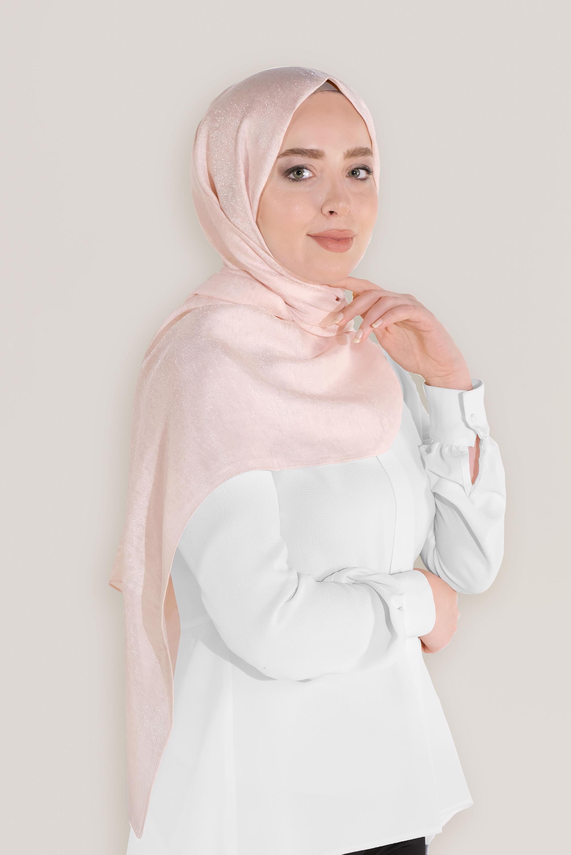 Tesettür giyim PUDRA 8045 ALVİNA ROSS ŞAL