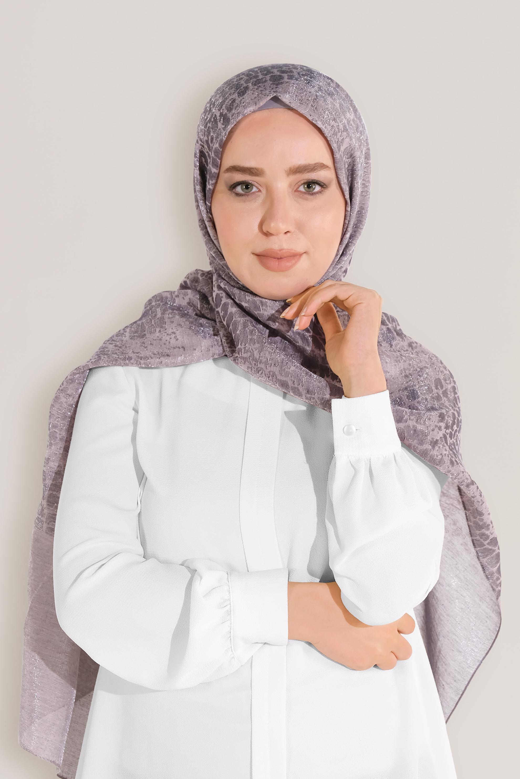 Tesettür giyim PUDRA 8045 ALVİNA ROSS ŞAL