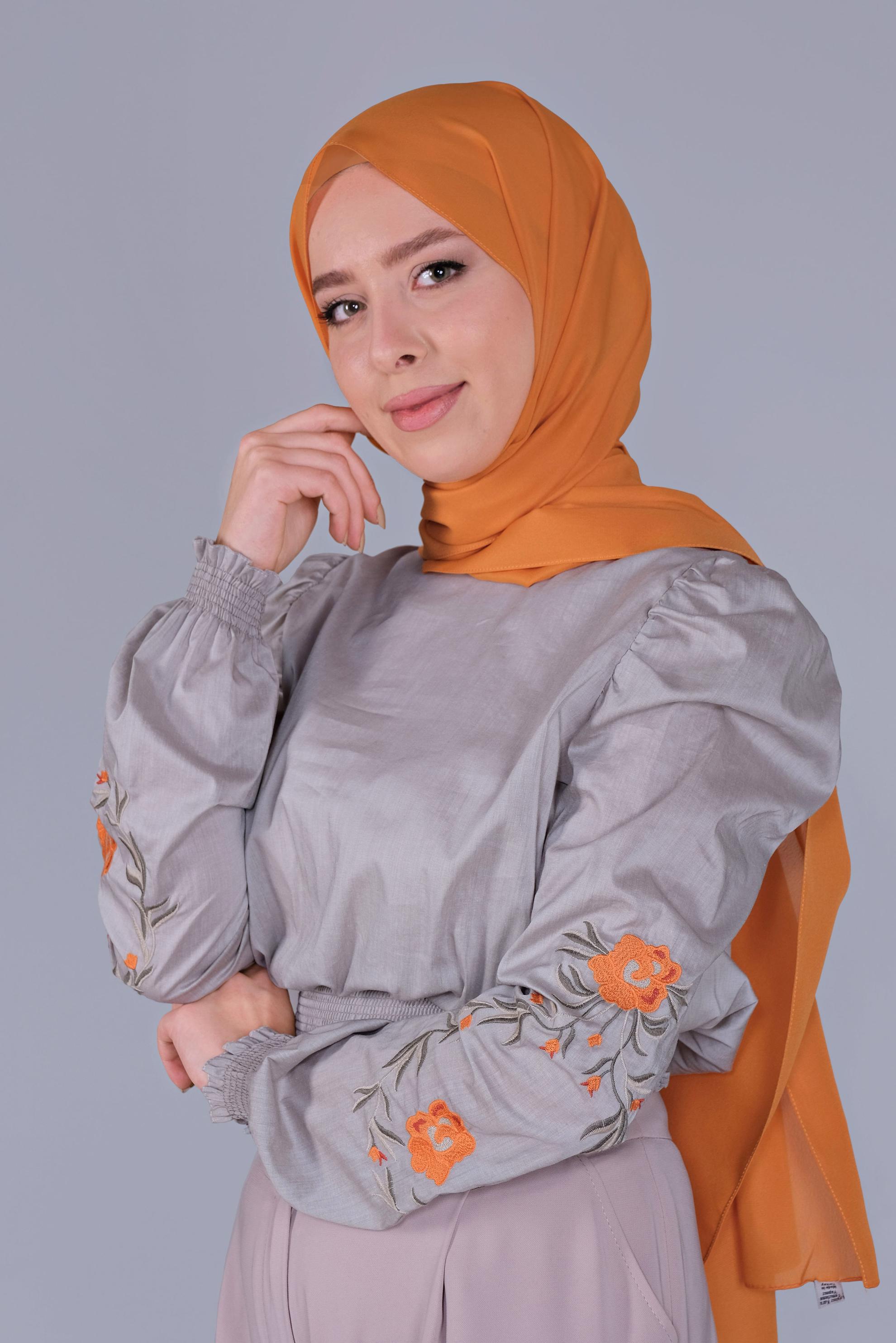 Vêtements hijab ORANGE CHÂLE MOUSSELINE ALVINA 8059