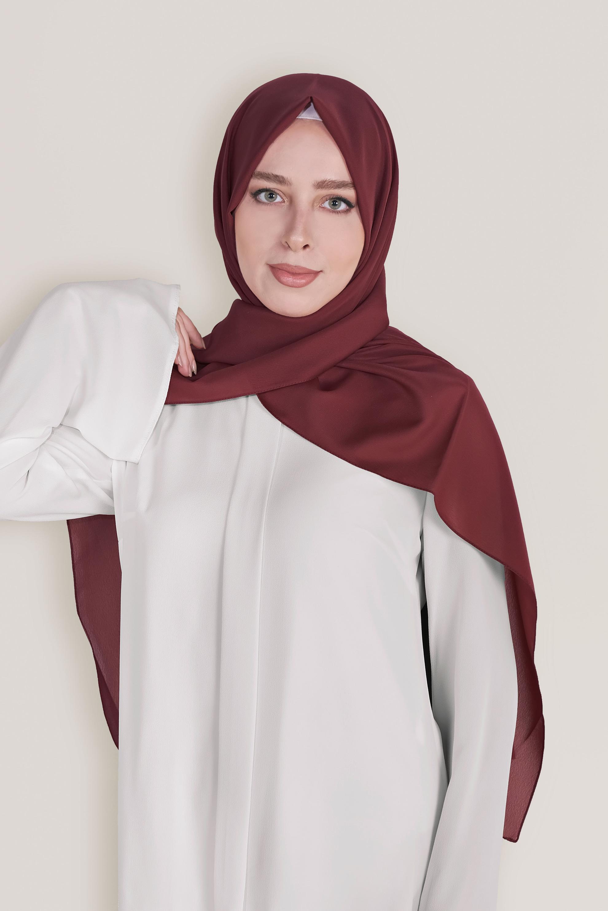 Tesettür giyim BORDO ALVİNA ŞİFON ŞAL 8059 